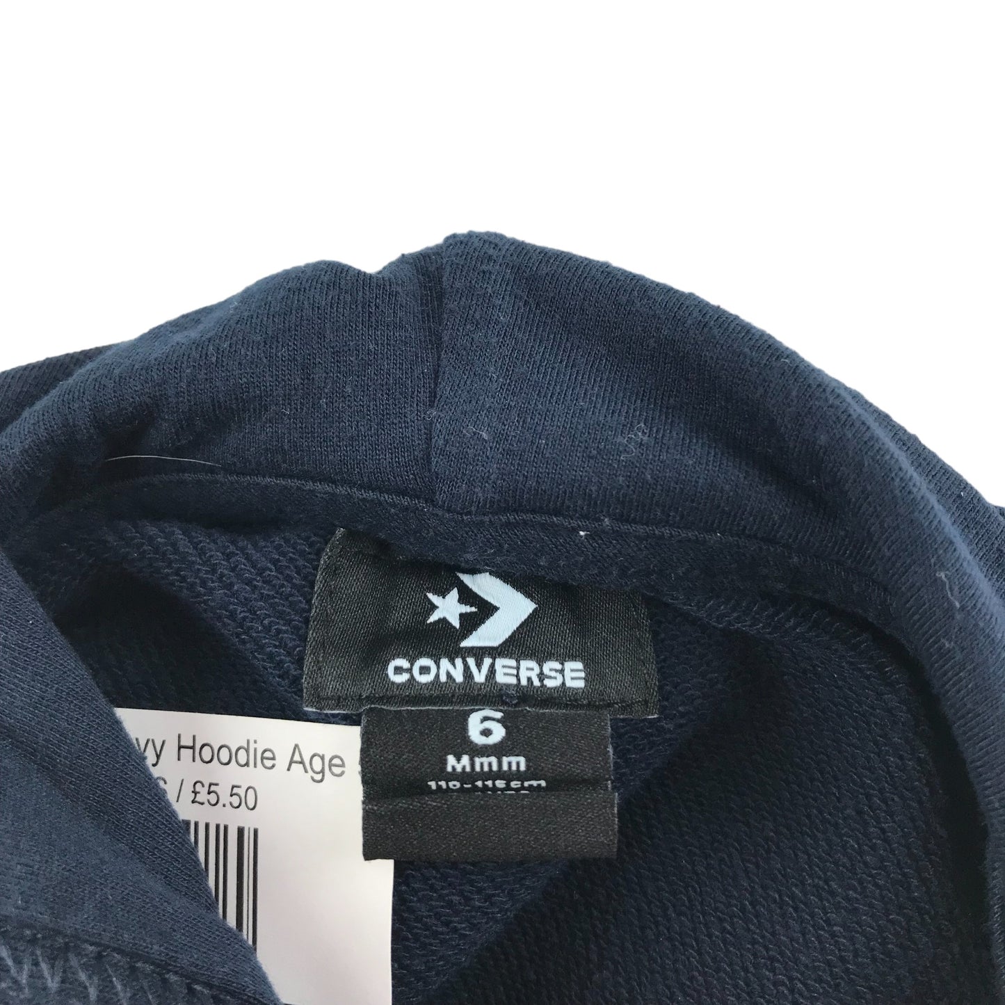 Converse Hoodie Age 5 Navy Full Zipper Print Logo