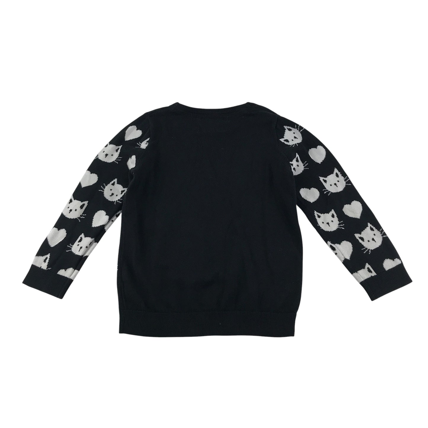 Young Dimension jumper 6-7 years black with white cat graphic print