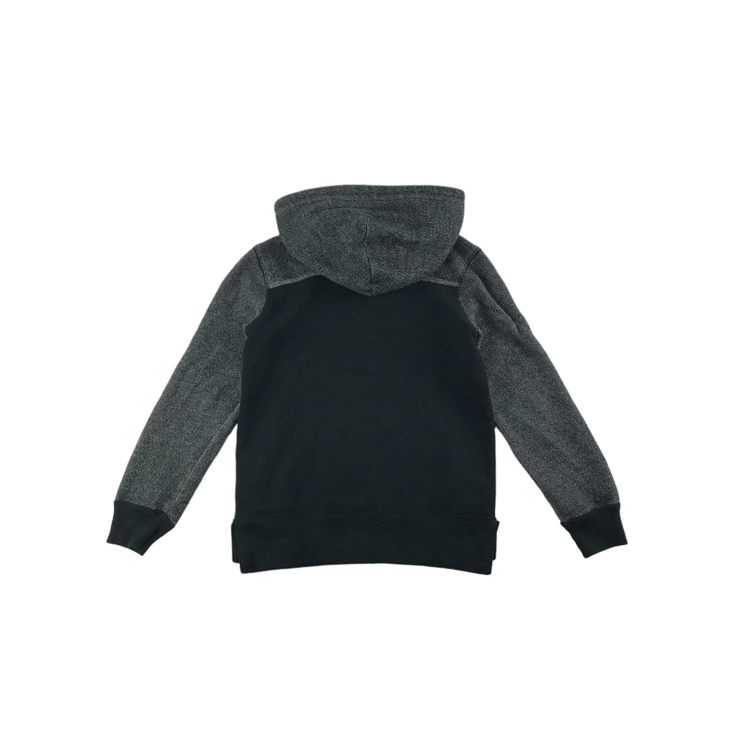 Abercrombie Hoodie Age 7 Black and Grey Panelled Pullover with button up neck