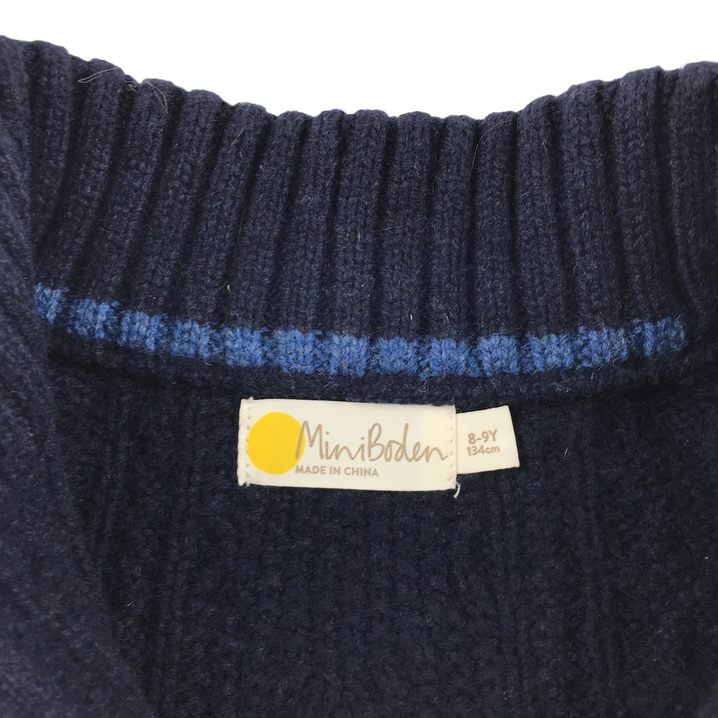 Boden jumper 8-9 years navy green and blue panelled cable knitwear wool-mix