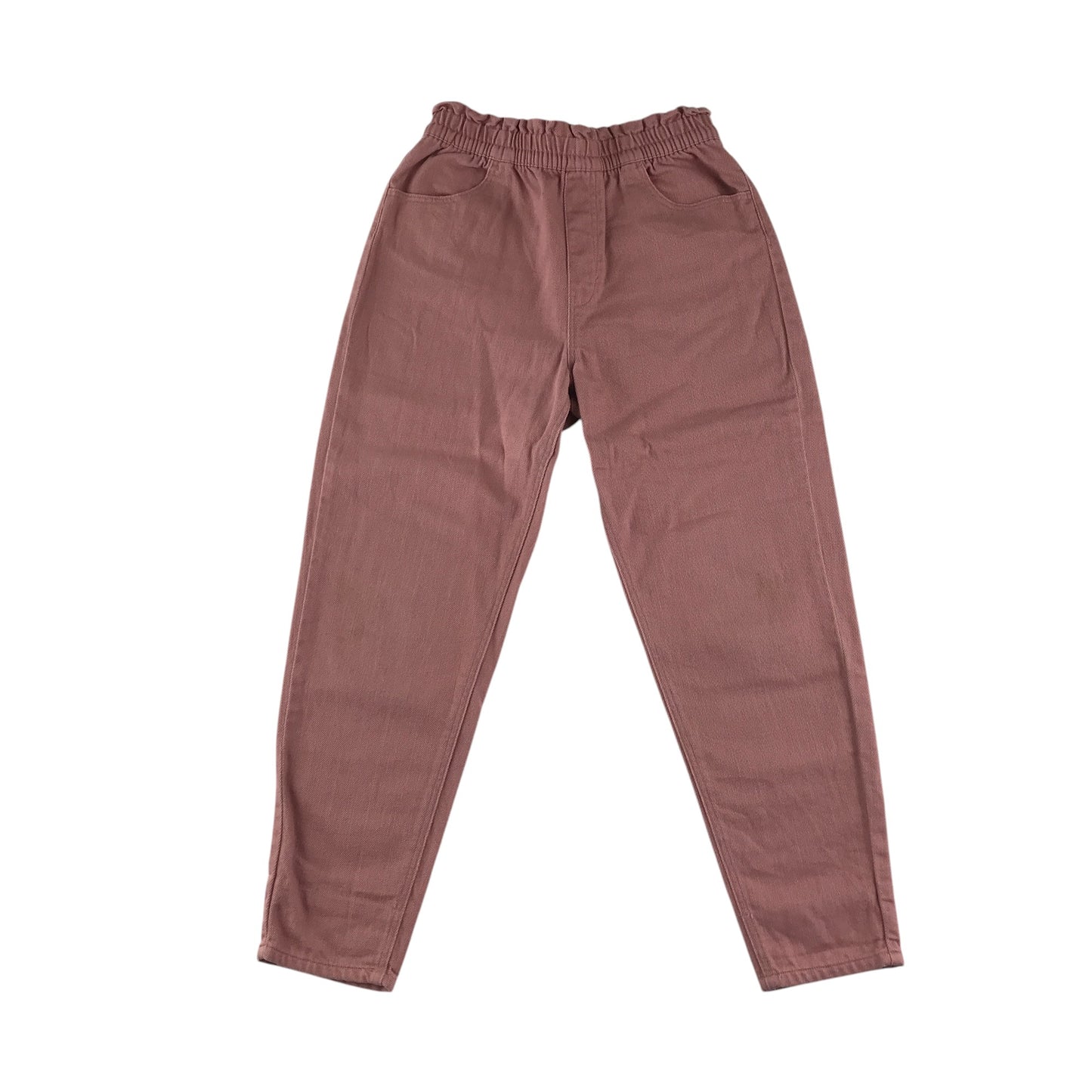 H&M trousers 8-9 years peachy pink denim style pull up cotton