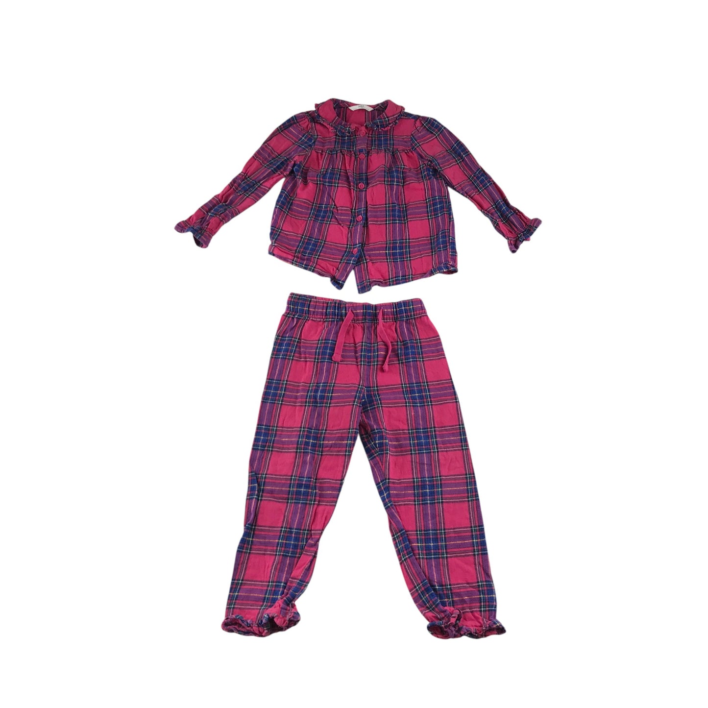 M&S pyjama set 4-5 years pink and navy check pattern cotton
