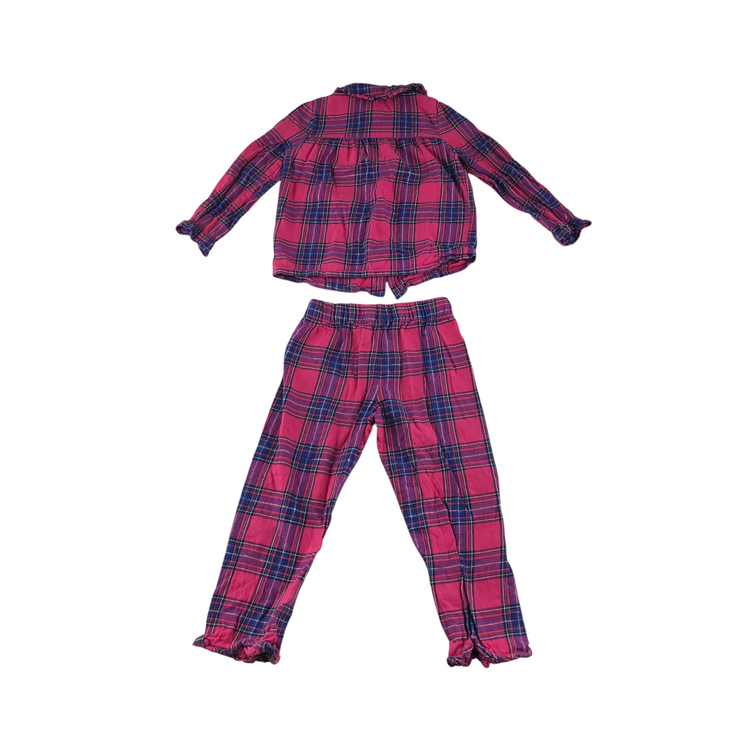 M&S pyjama set 4-5 years pink and navy check pattern cotton