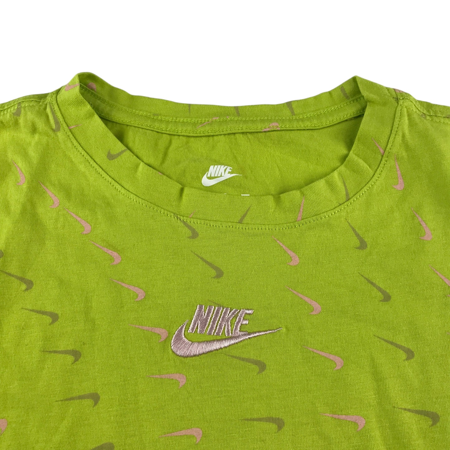 Nike t-shirt 12-13 years lime green swoosh print graphic cropped cotton