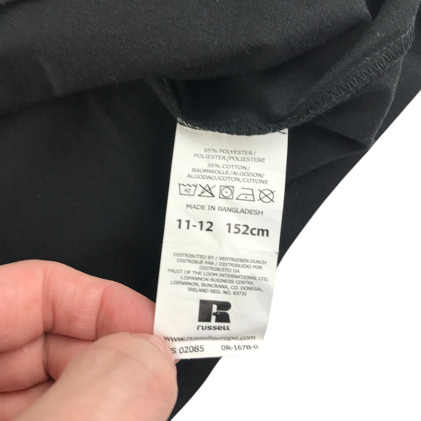 Russell t-shirt 11-12 years black plain long sleeve