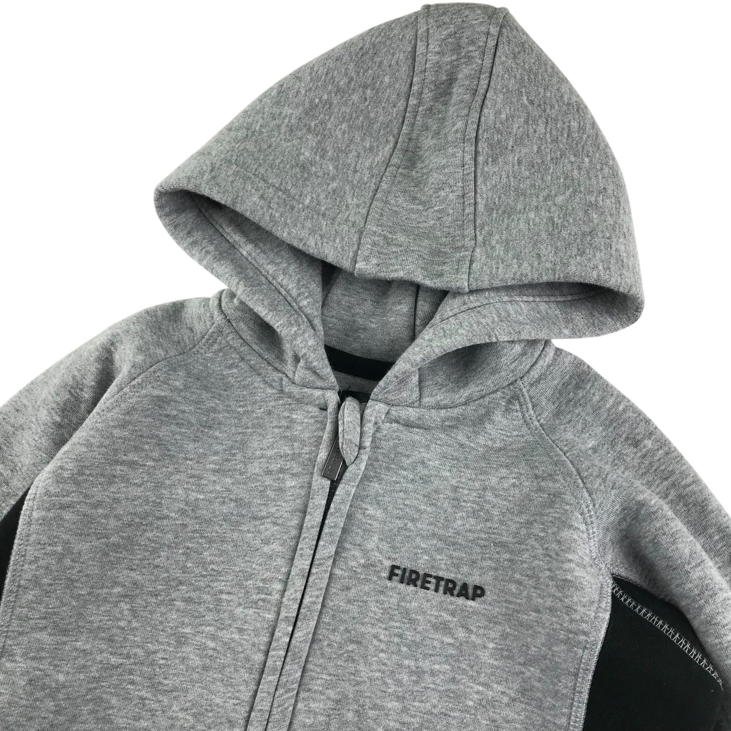 Firetrap hoodie 6-7 years light grey with black side panel jersey