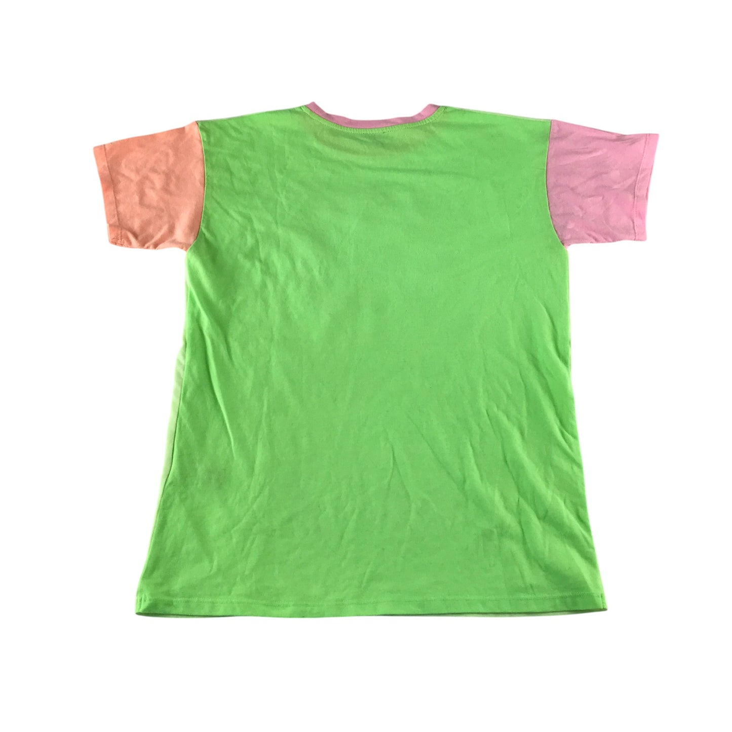 River Island t-shirt 11-12 years green with pink and peach sleeves