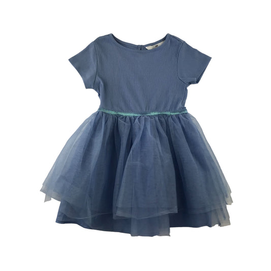 H&M dress 4-6 years blue tulle layered skirt T-shirt top