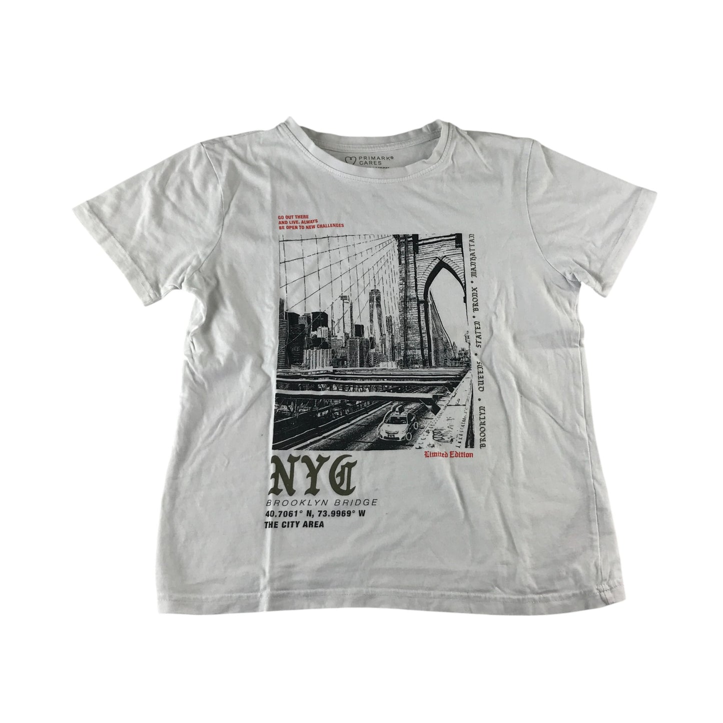 Primark t-shirt 10-11 years white NYC graphic design cotton