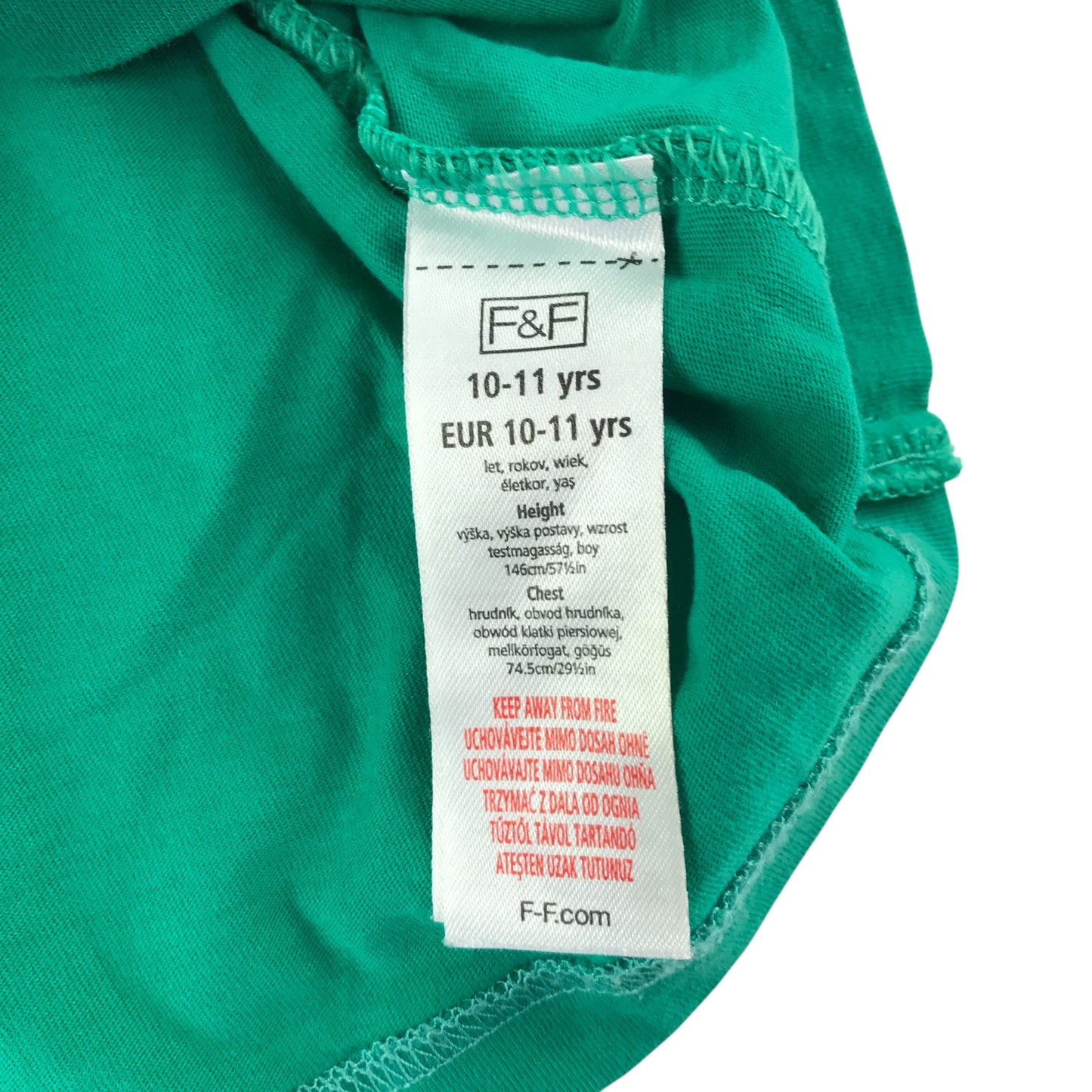 F&F t-shirt 10-11 years green graphic print design