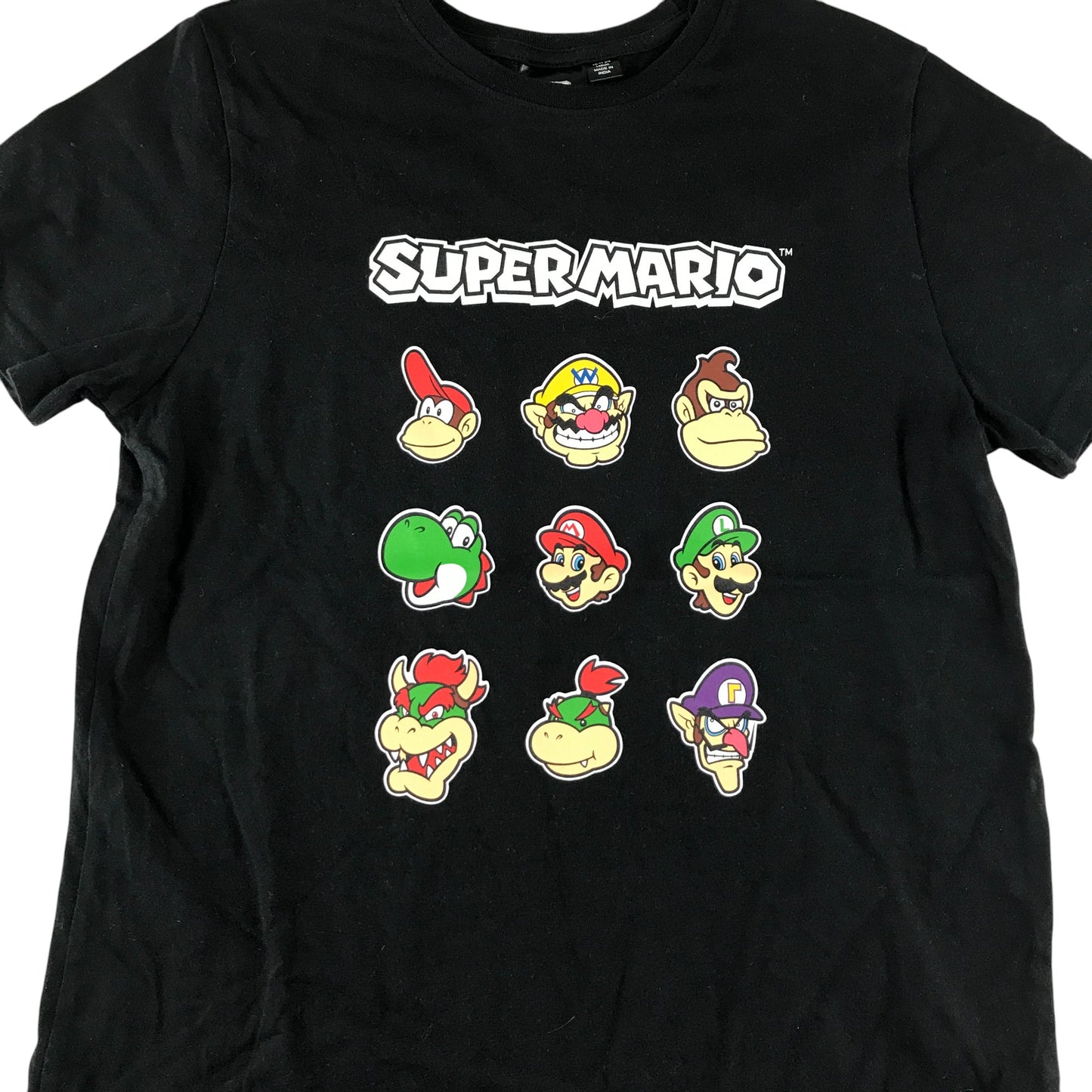 Primark t-shirt 10-11 years black Super Mario characters print design cotton