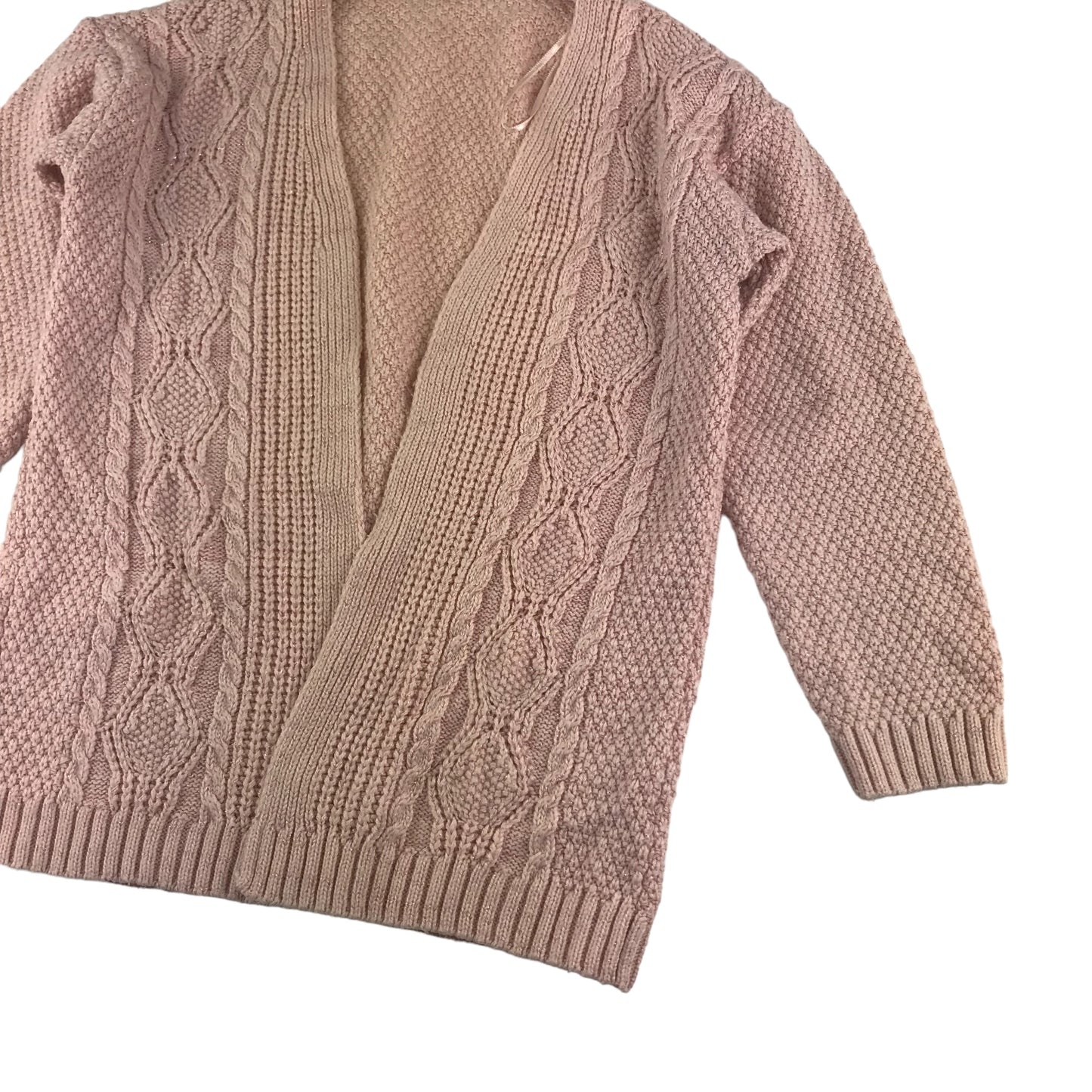 George Cardigan Age 7 Pink Sparkly Buttonless Long Shrug