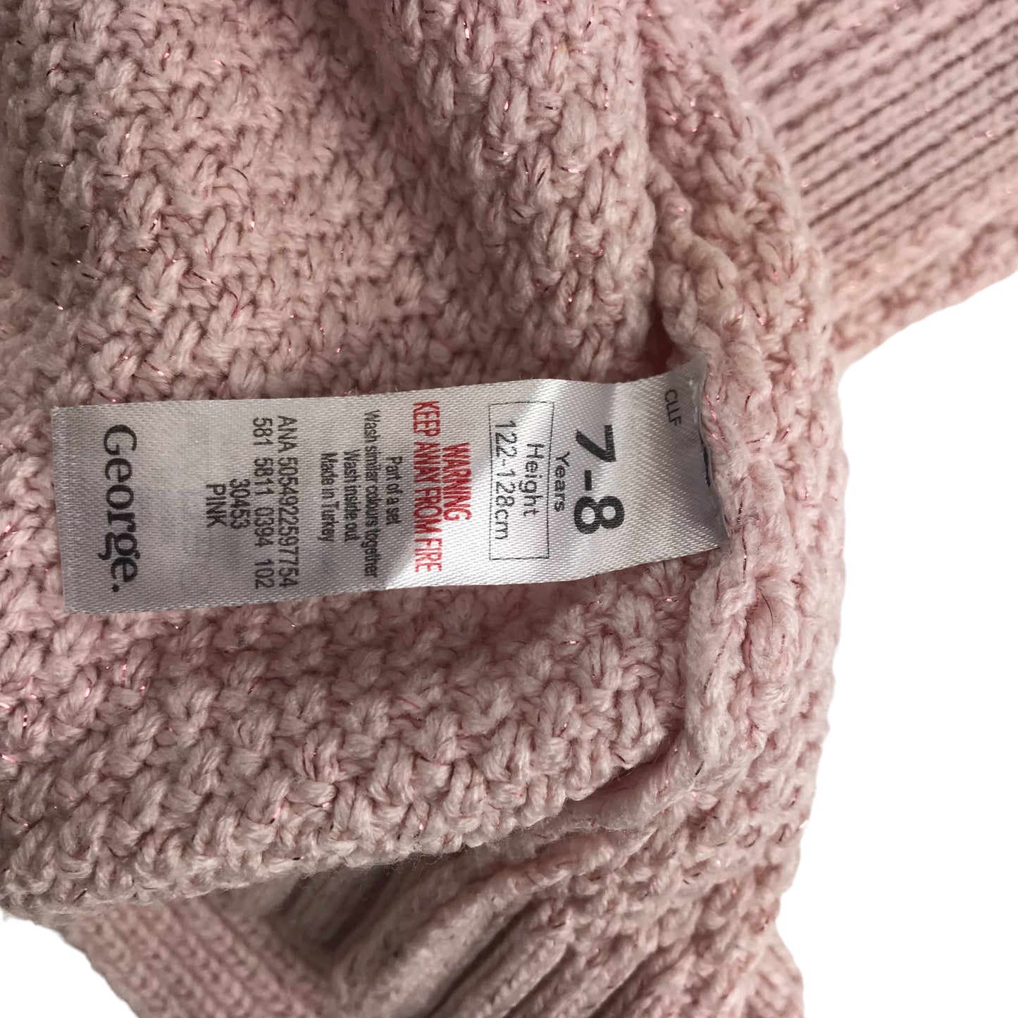George Cardigan Age 7 Pink Sparkly Buttonless Long Shrug