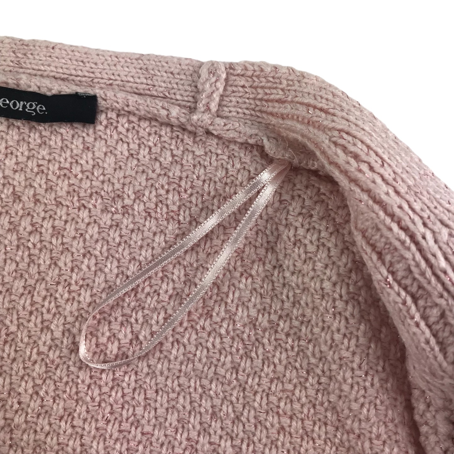 George Cardigan Age 7 Pink Sparkly Buttonless Long Shrug