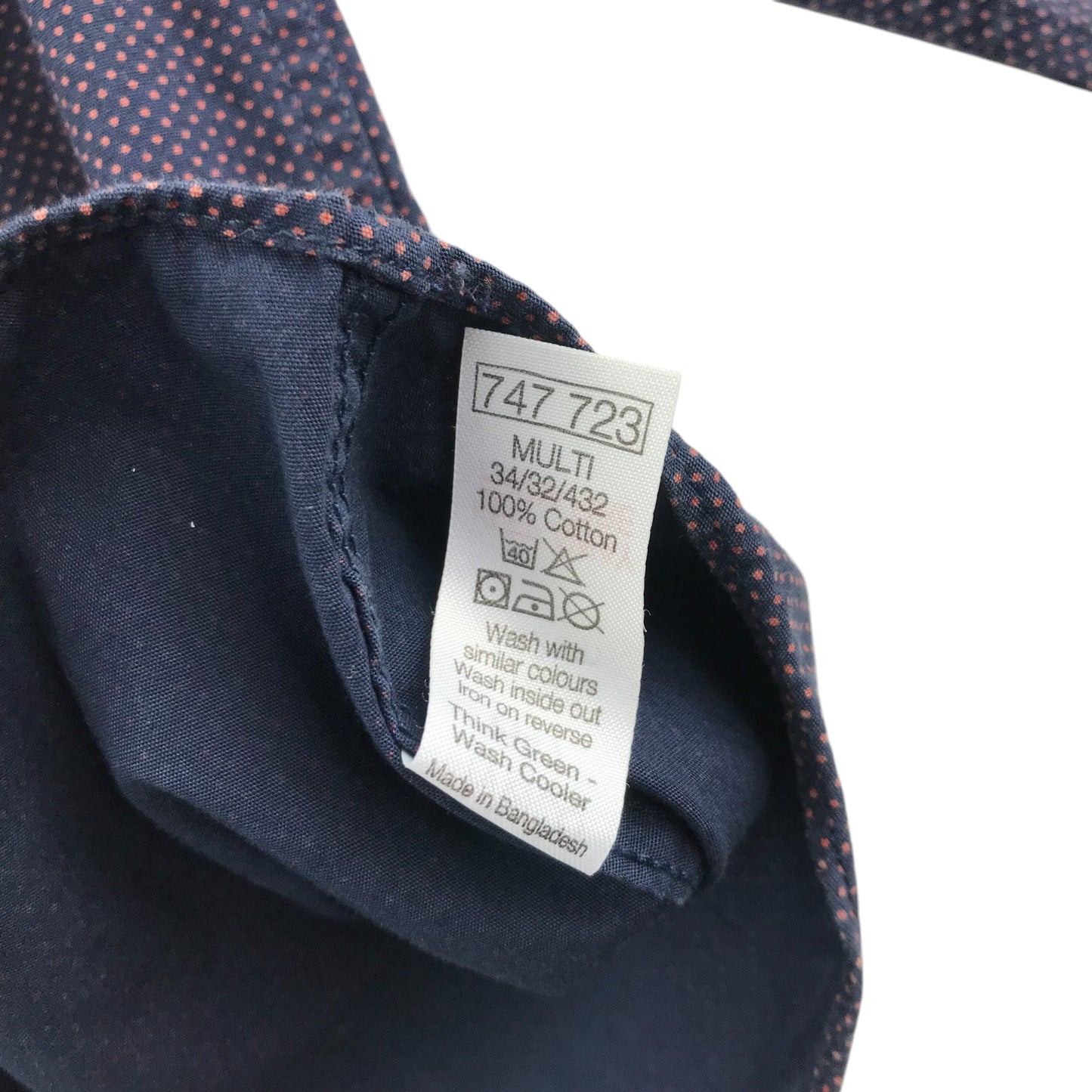 M&Co shirt 6-7 years navy with burgundy dot design