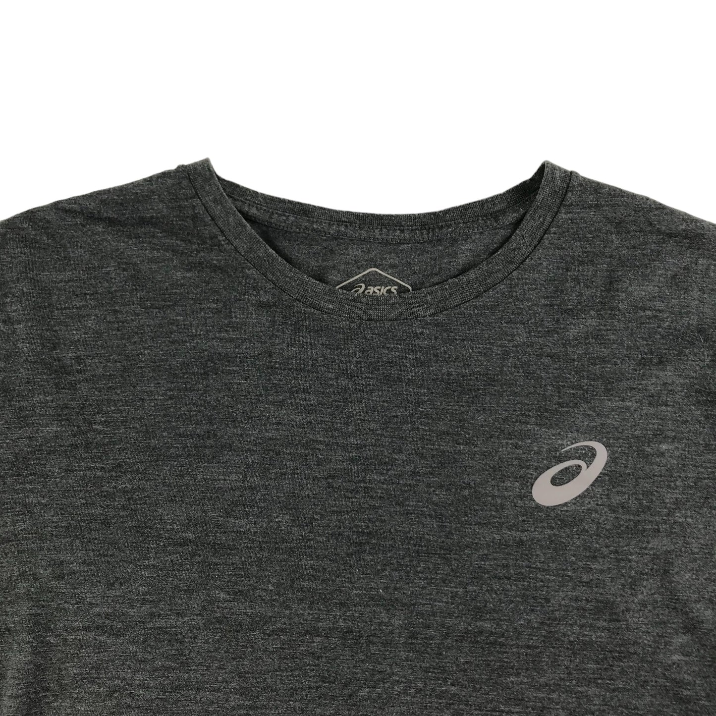 Asics Sports Top Size L Grey Plain Short Sleeve T-shirt