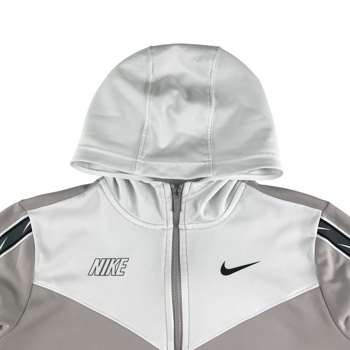 Nike hooded track jacket 13-14 years beige white with nike logo