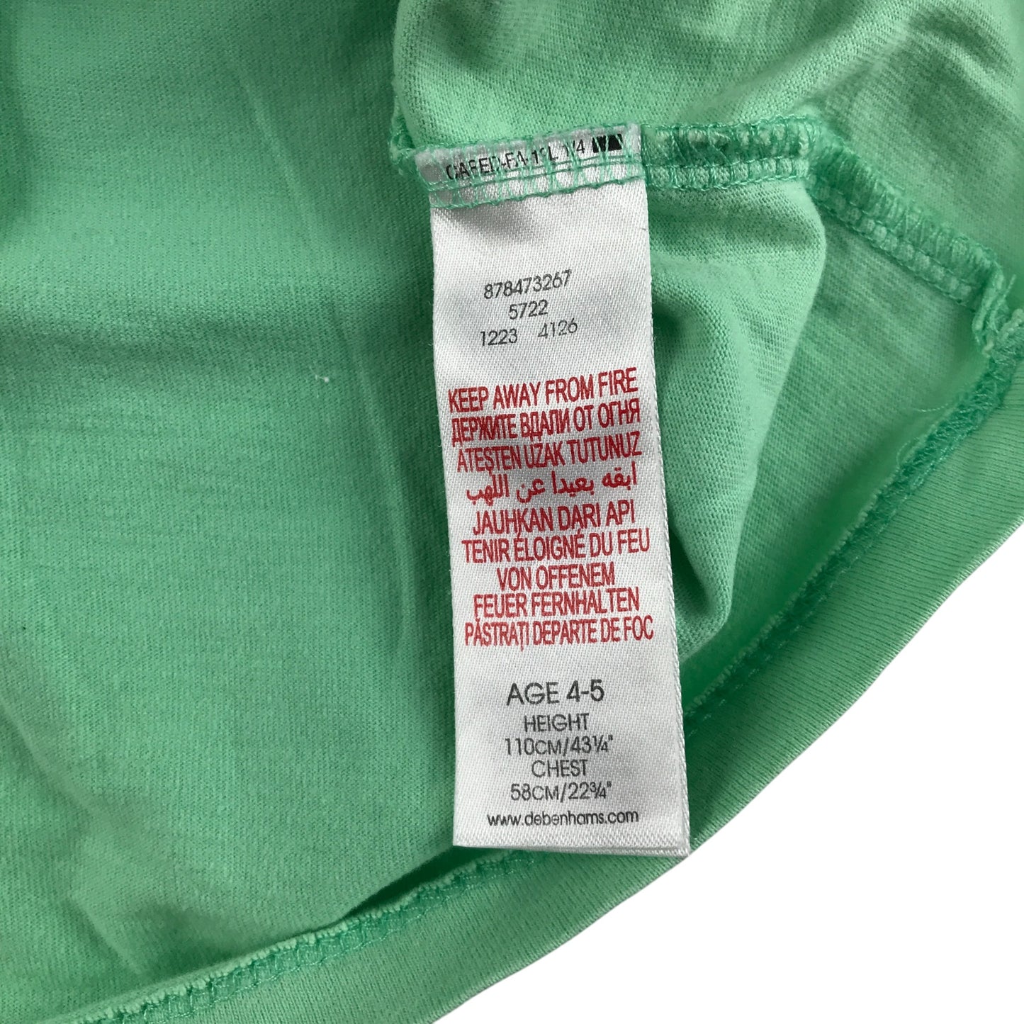 Debenhams t-shirt 4-5 years green monkey graphic cotton
