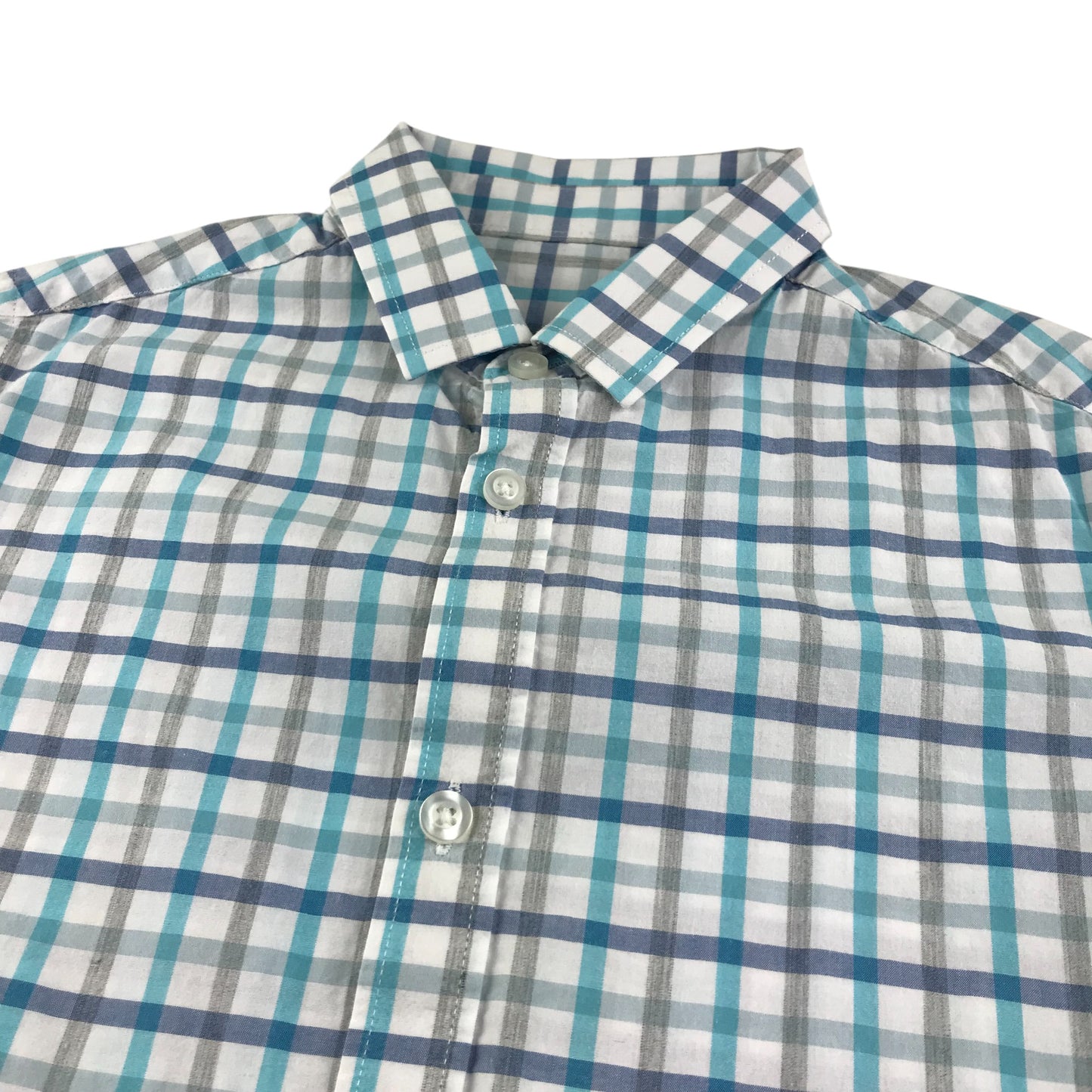M&S shirt 9-10 years blue and white checked cotton