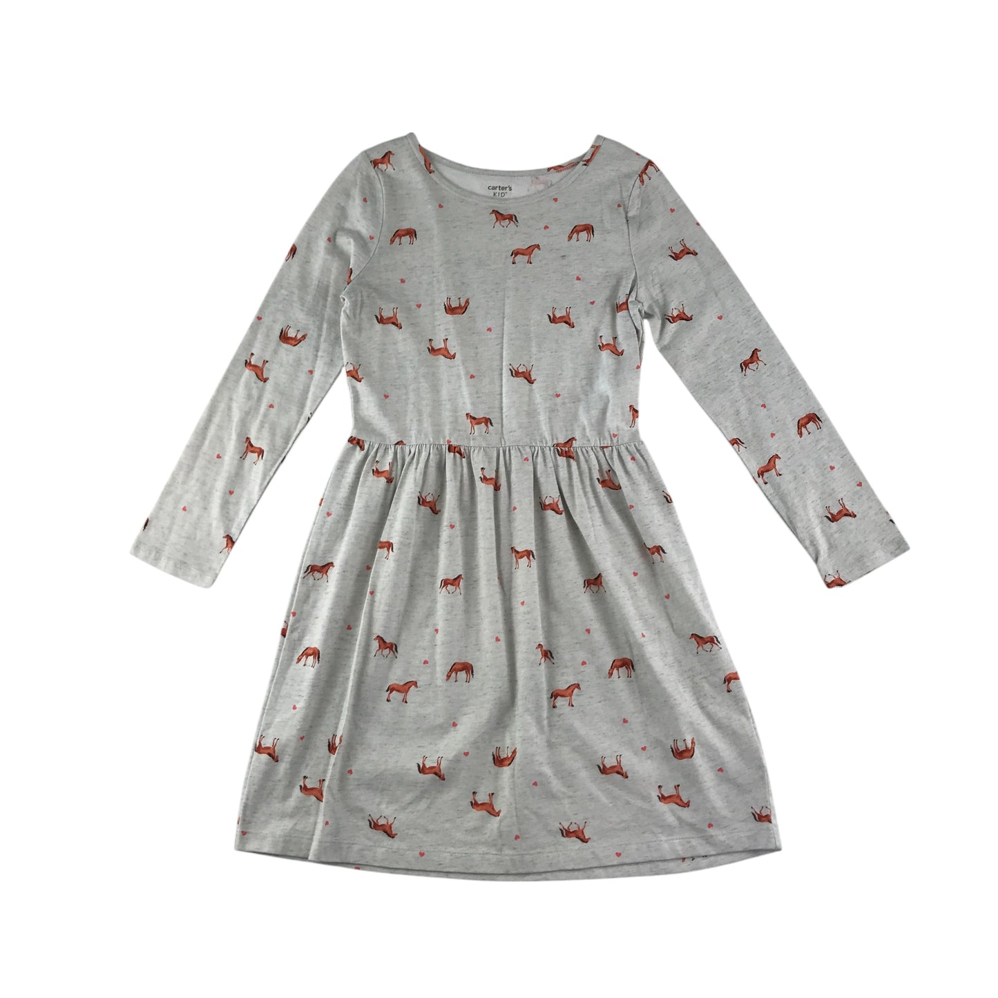 Carter's Kid dress 7-9 years light grey horses long sleeve t-shirt cotton