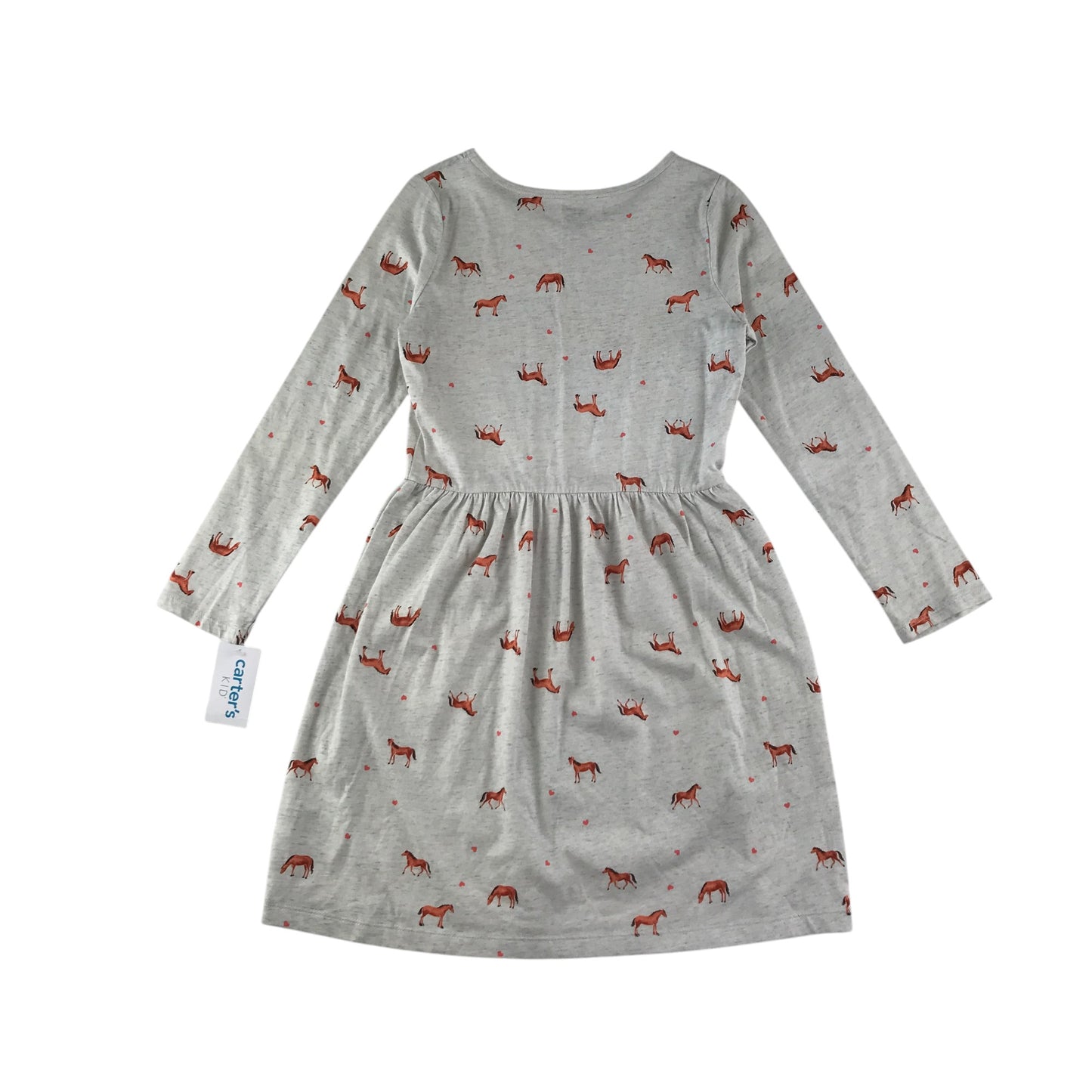 Carter's Kid dress 7-9 years light grey horses long sleeve t-shirt cotton