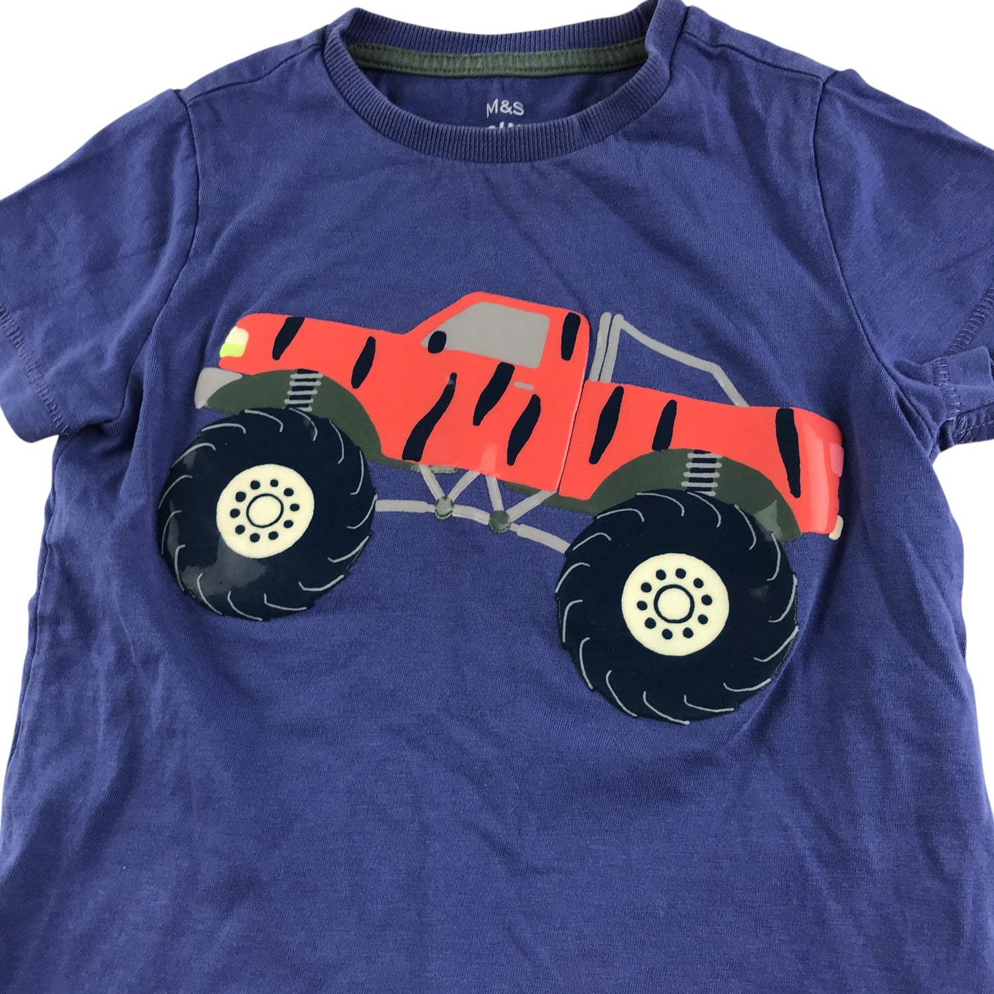 M&S t-shirt 4-5 years blue monster truck graphic cotton