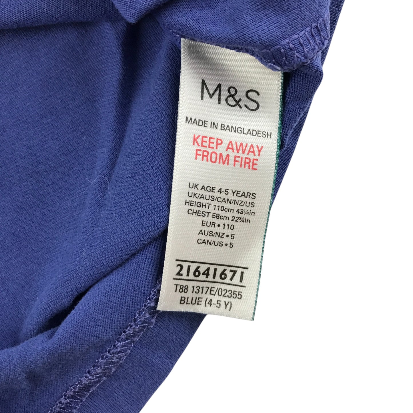 M&S t-shirt 4-5 years blue monster truck graphic cotton