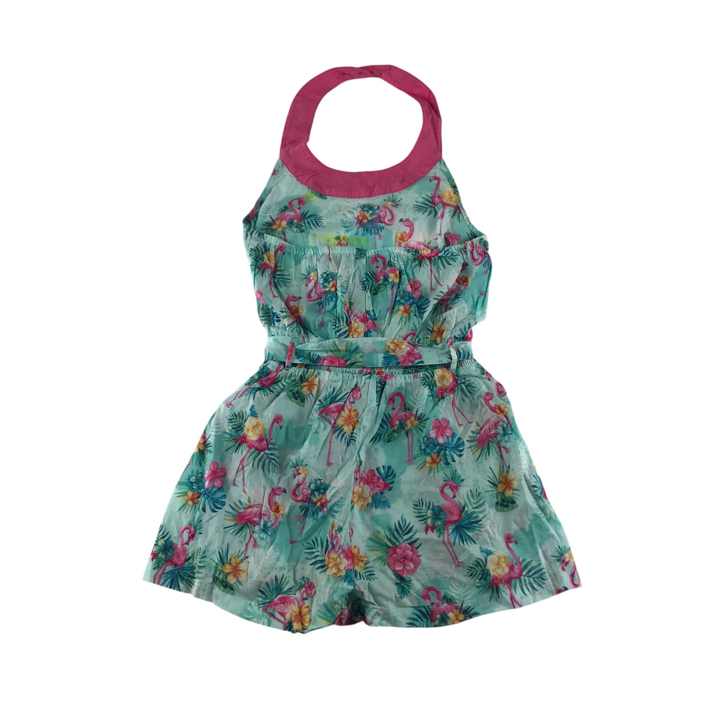Monsoon playsuit 8-9 years blue flamingo short leg