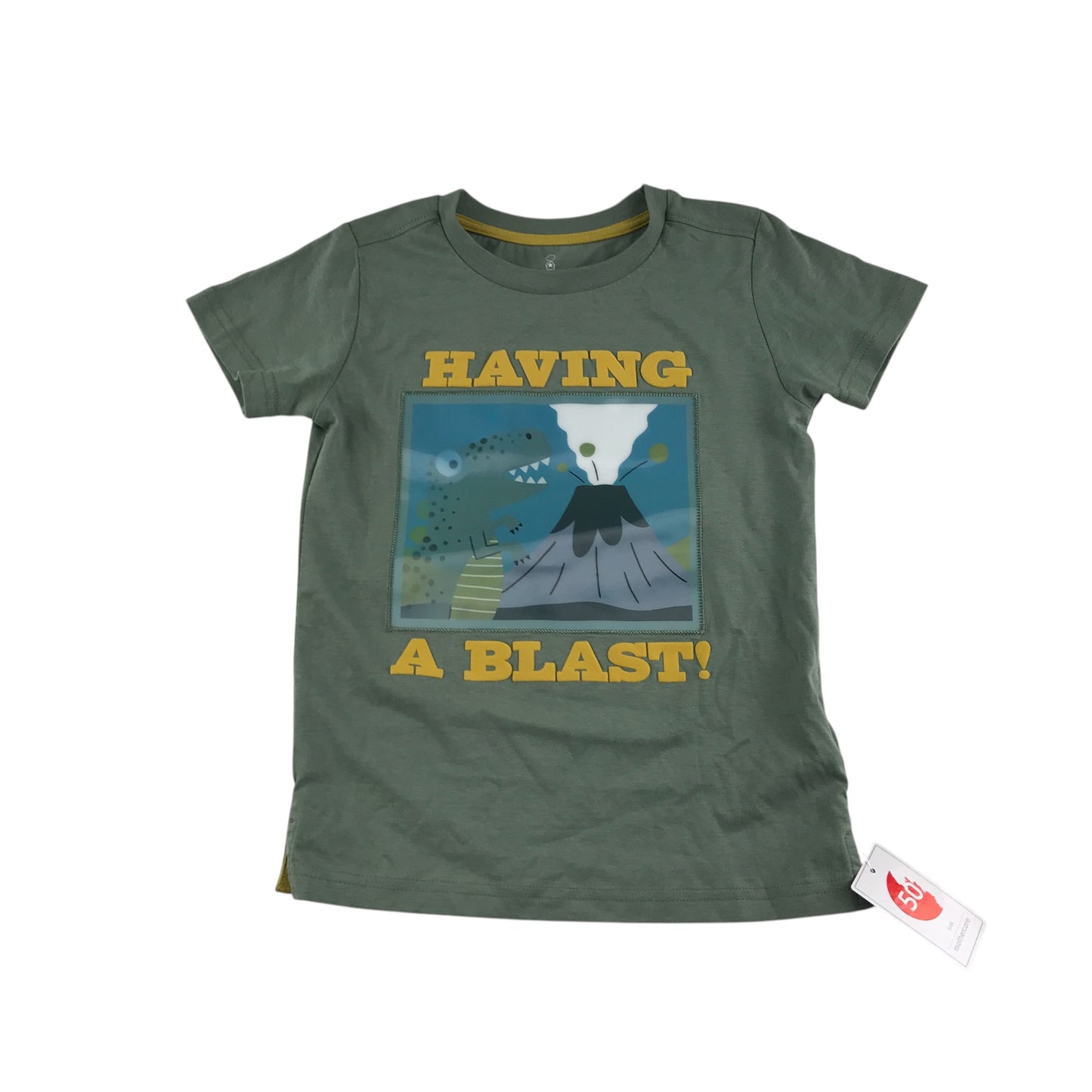 Mothercare t-shirt 5-6 years khaki short sleeve with dionsaur graphic cotton