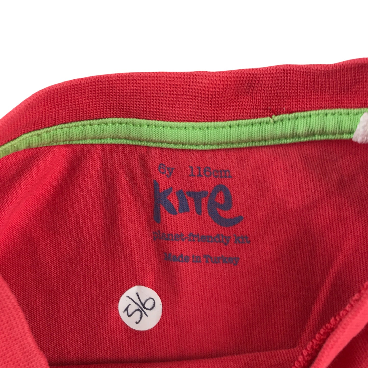 Kite t-shirt 5-6 years red short sleeve with multicolour kayak pattern cotton