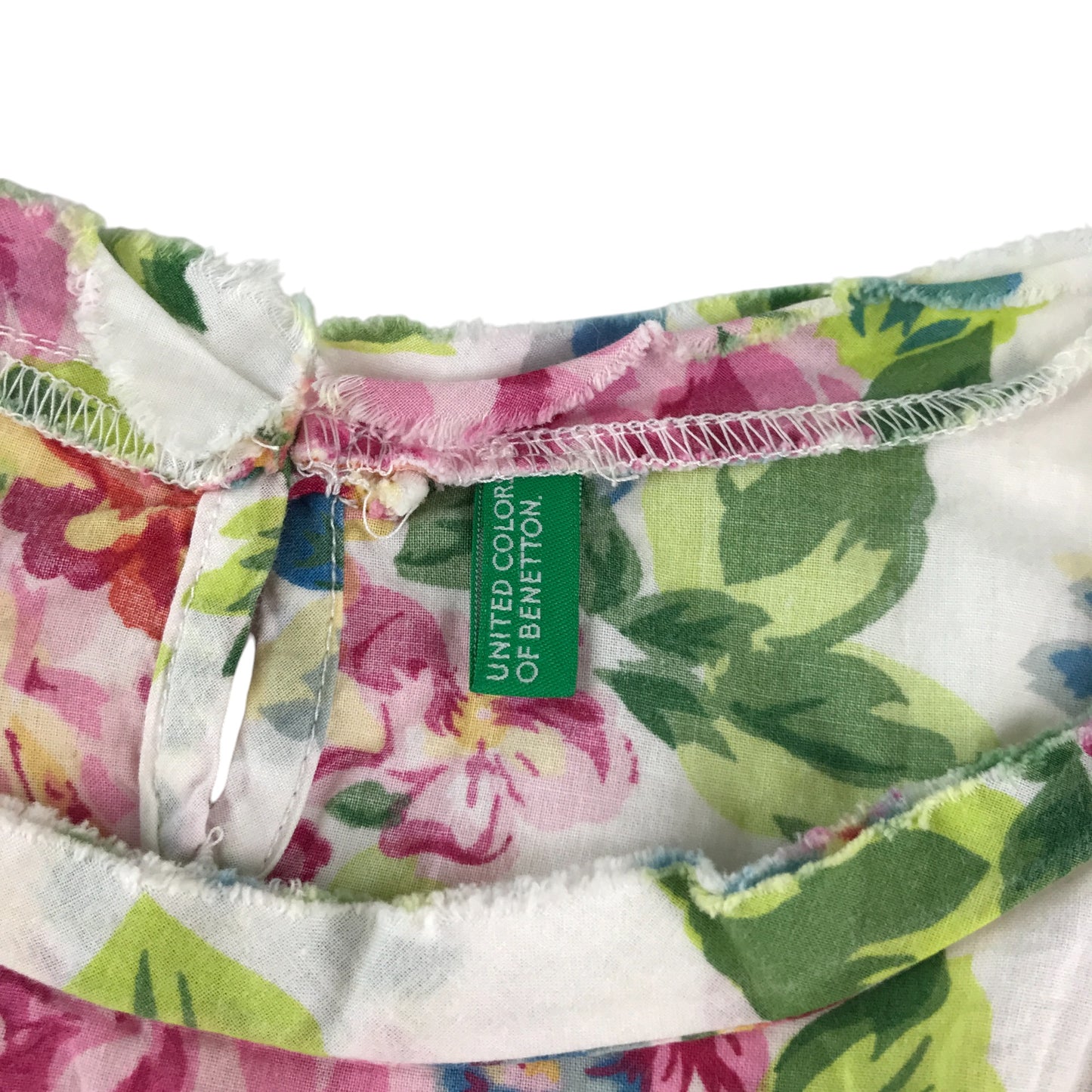 Benetton dress 8-9 years pink and white floral cotton