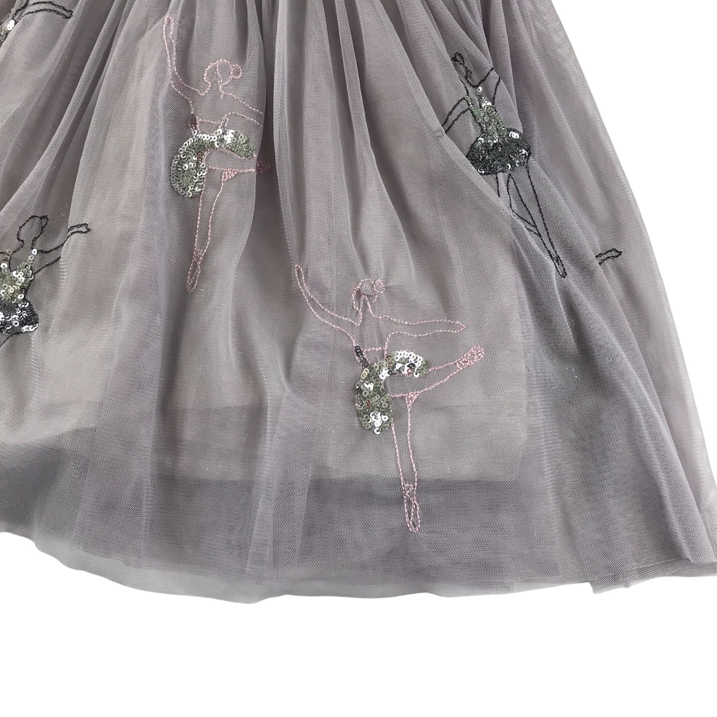 Monsoon dress 9-10 years lilac and grey mesh layered sequin ballerinas