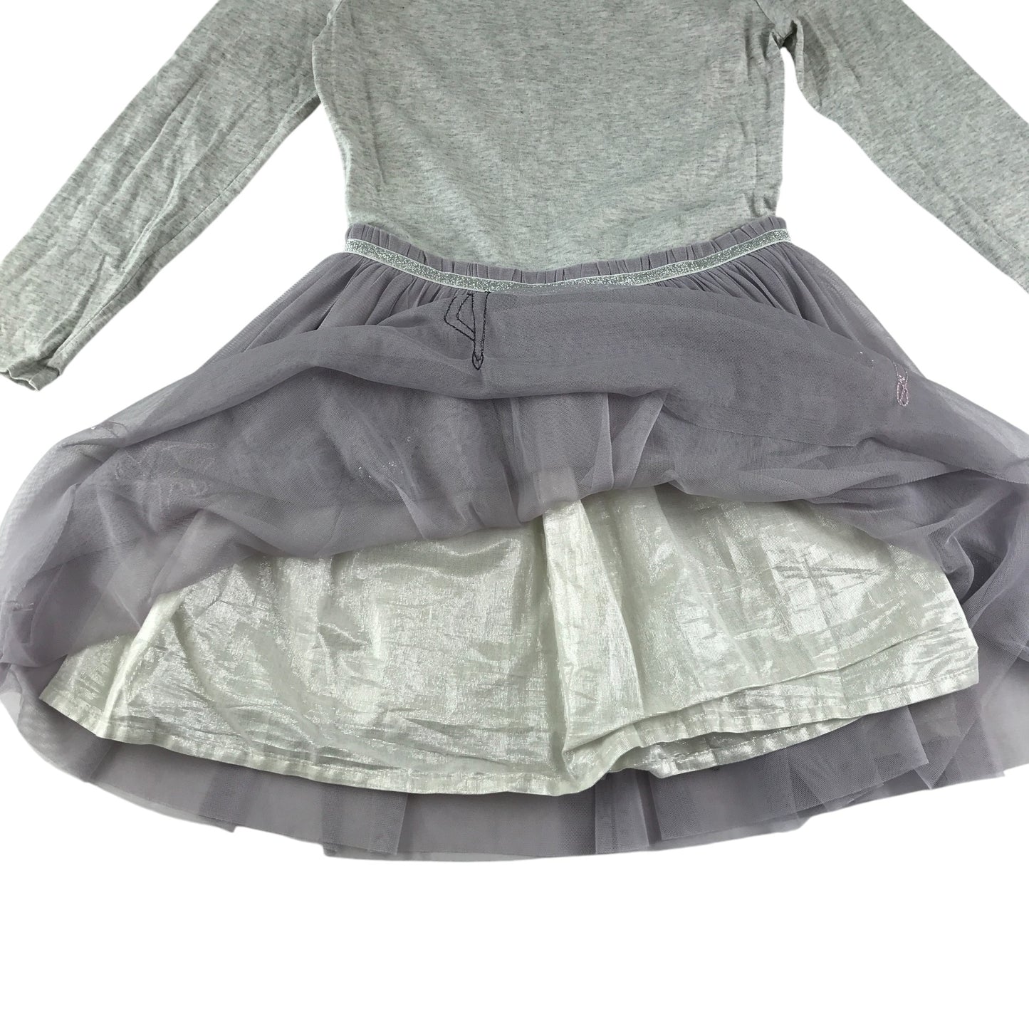 Monsoon dress 9-10 years lilac and grey mesh layered sequin ballerinas