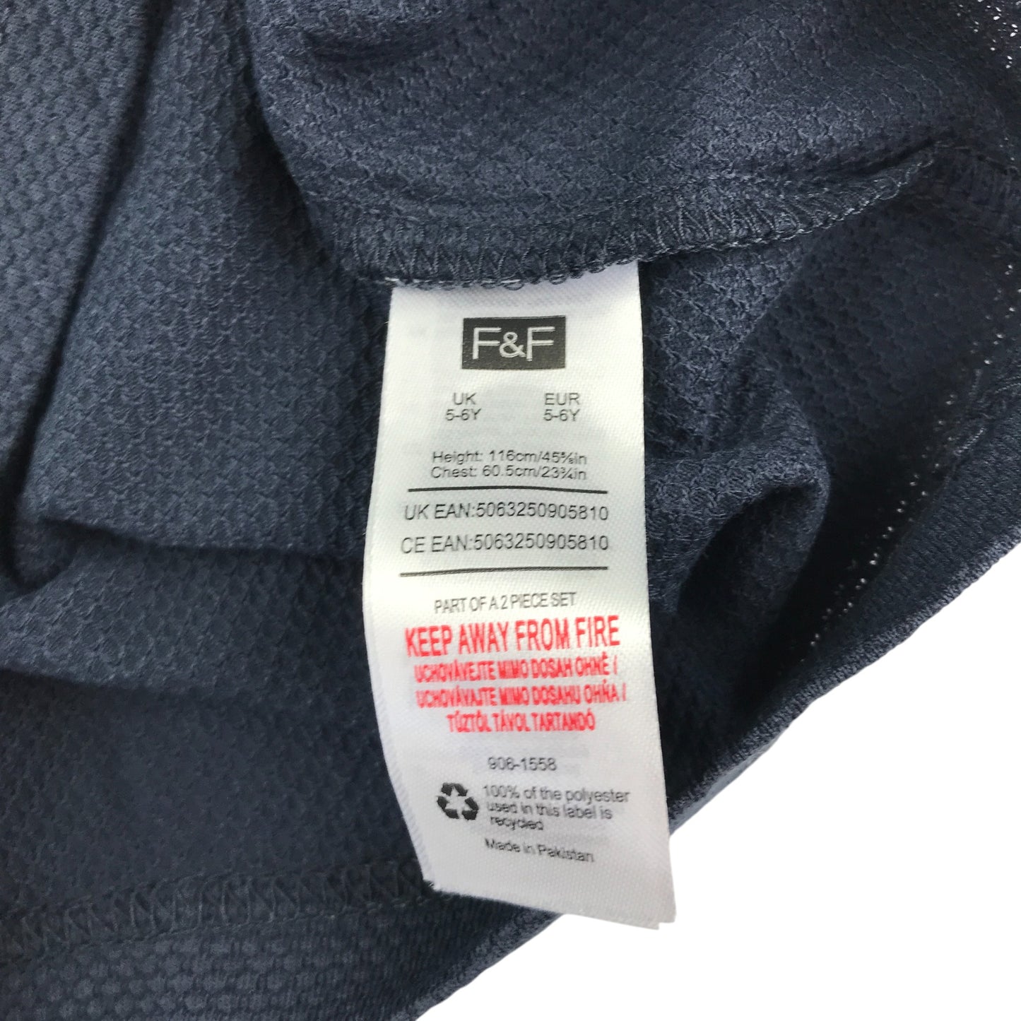 F&F t-shirt 5-6 years navy long sleeve crew neck