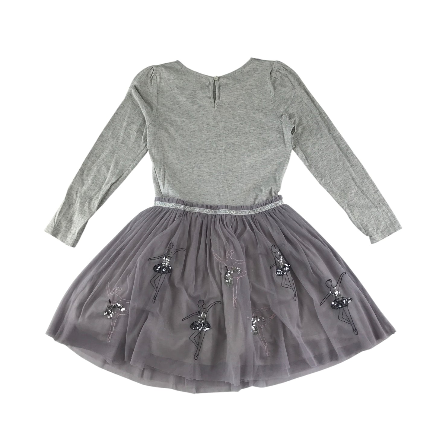 Monsoon dress 9-10 years lilac and grey mesh layered sequin ballerinas