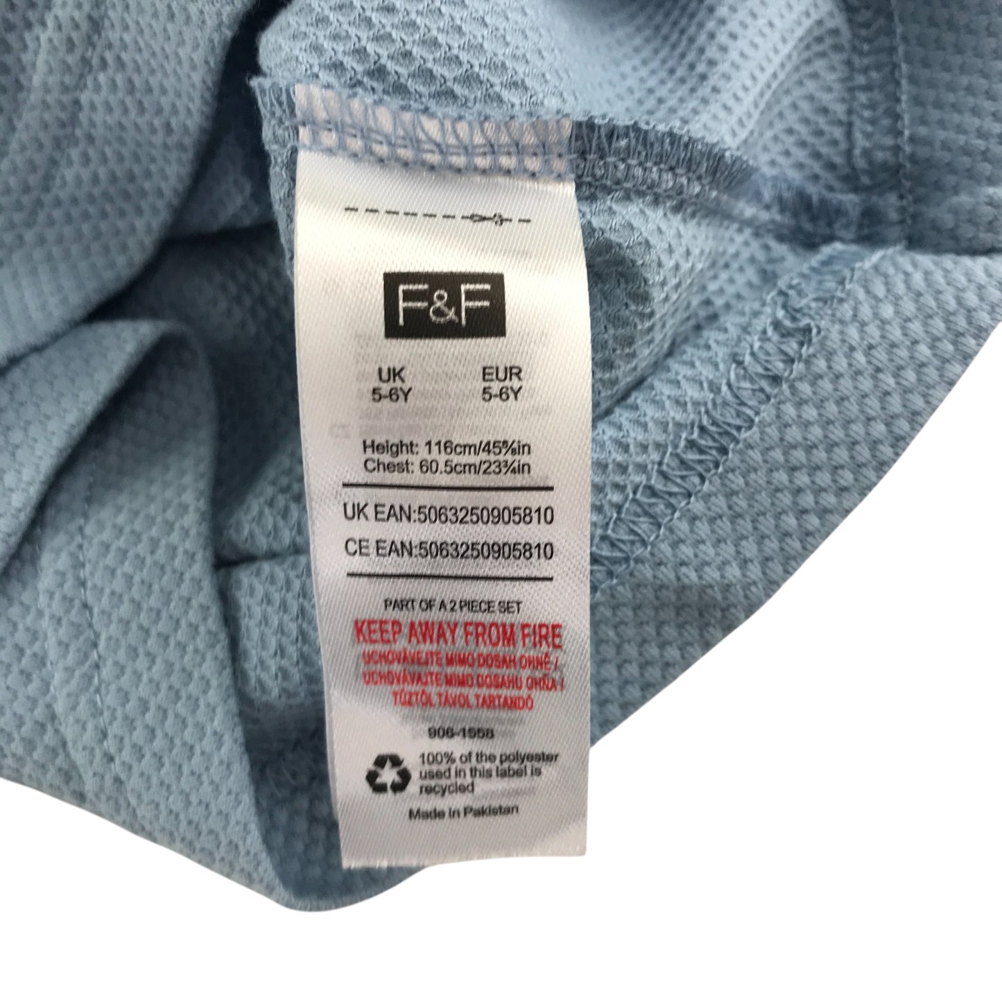 F&F t-shirt 5-6 years light blue long sleeve crew neck