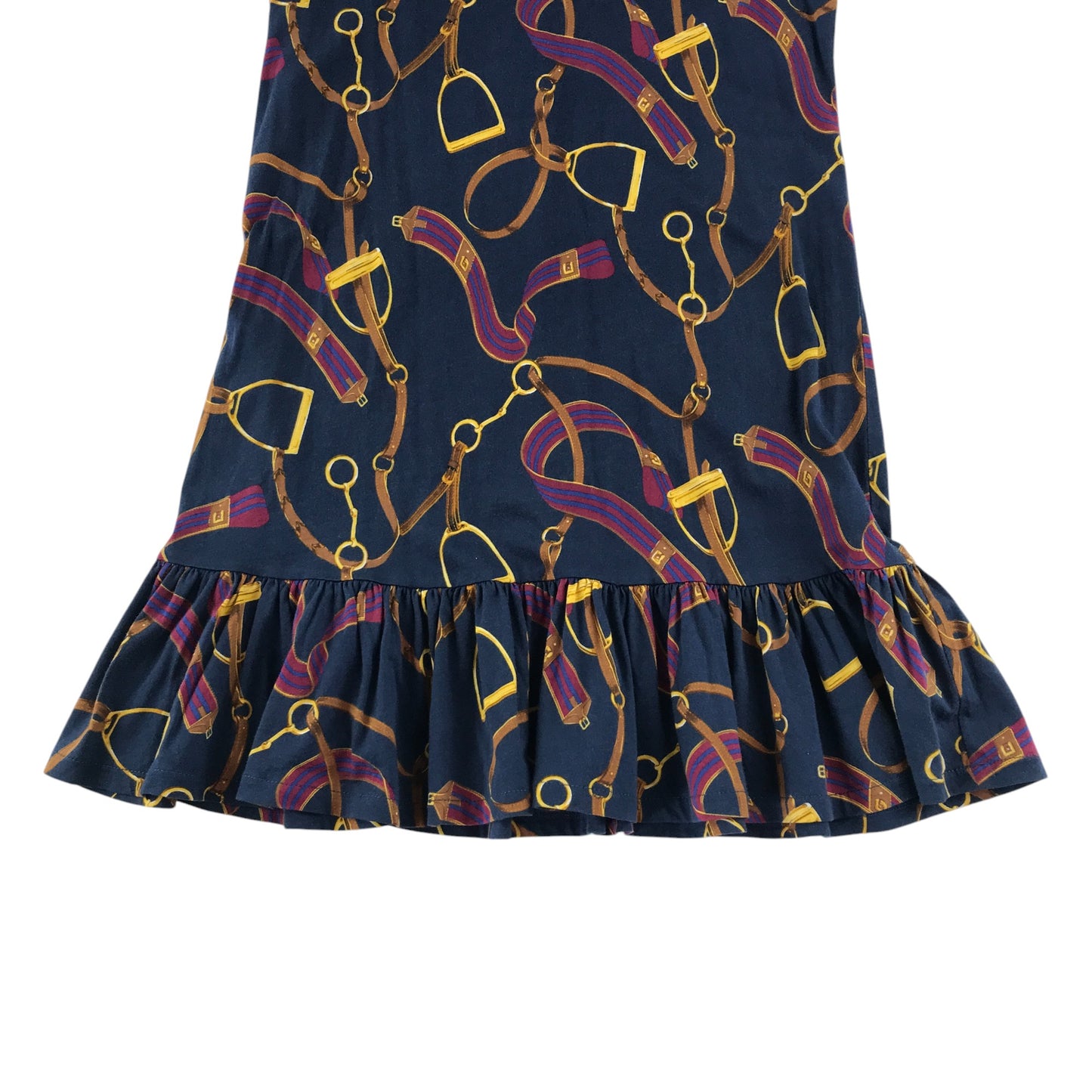 Ralph Lauren dress 10-12 years navy blue print pattern drop waist cotton