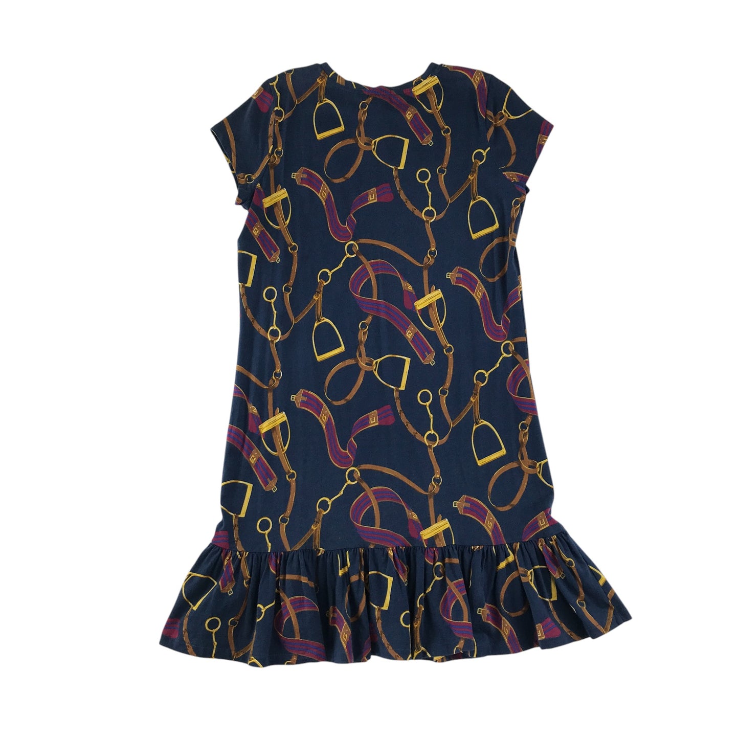 Ralph Lauren dress 10-12 years navy blue print pattern drop waist cotton