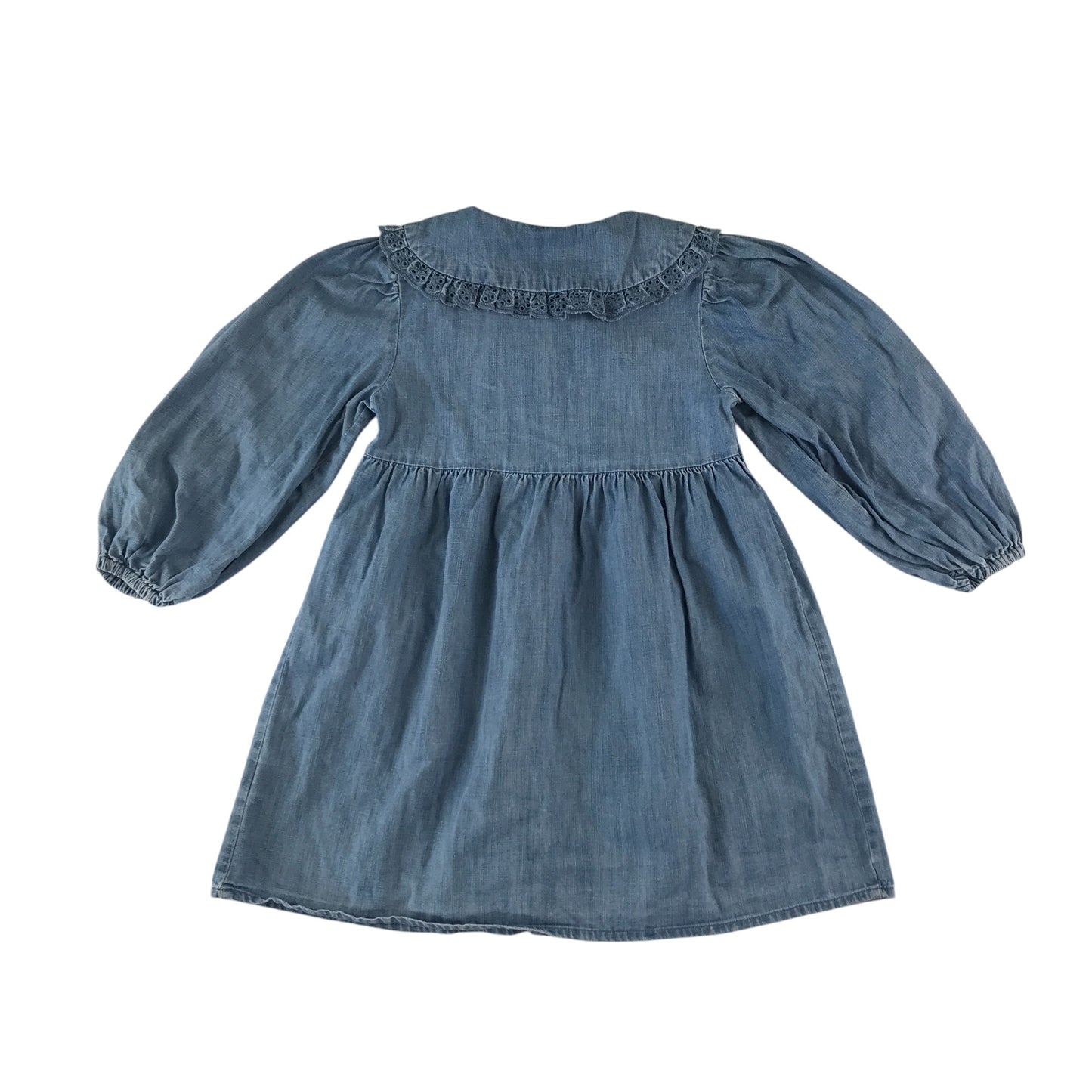 Matalan dress 6-7 years blue denim lace collar detail button up cotton