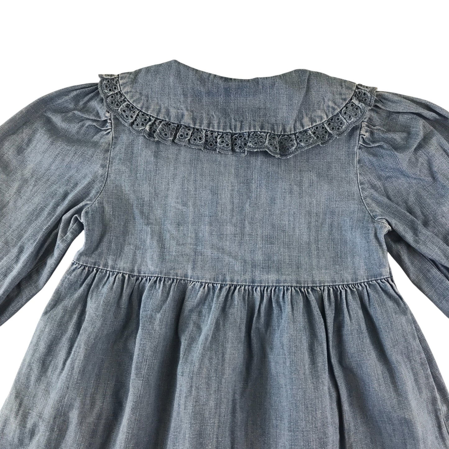 Matalan dress 6-7 years blue denim lace collar detail button up cotton