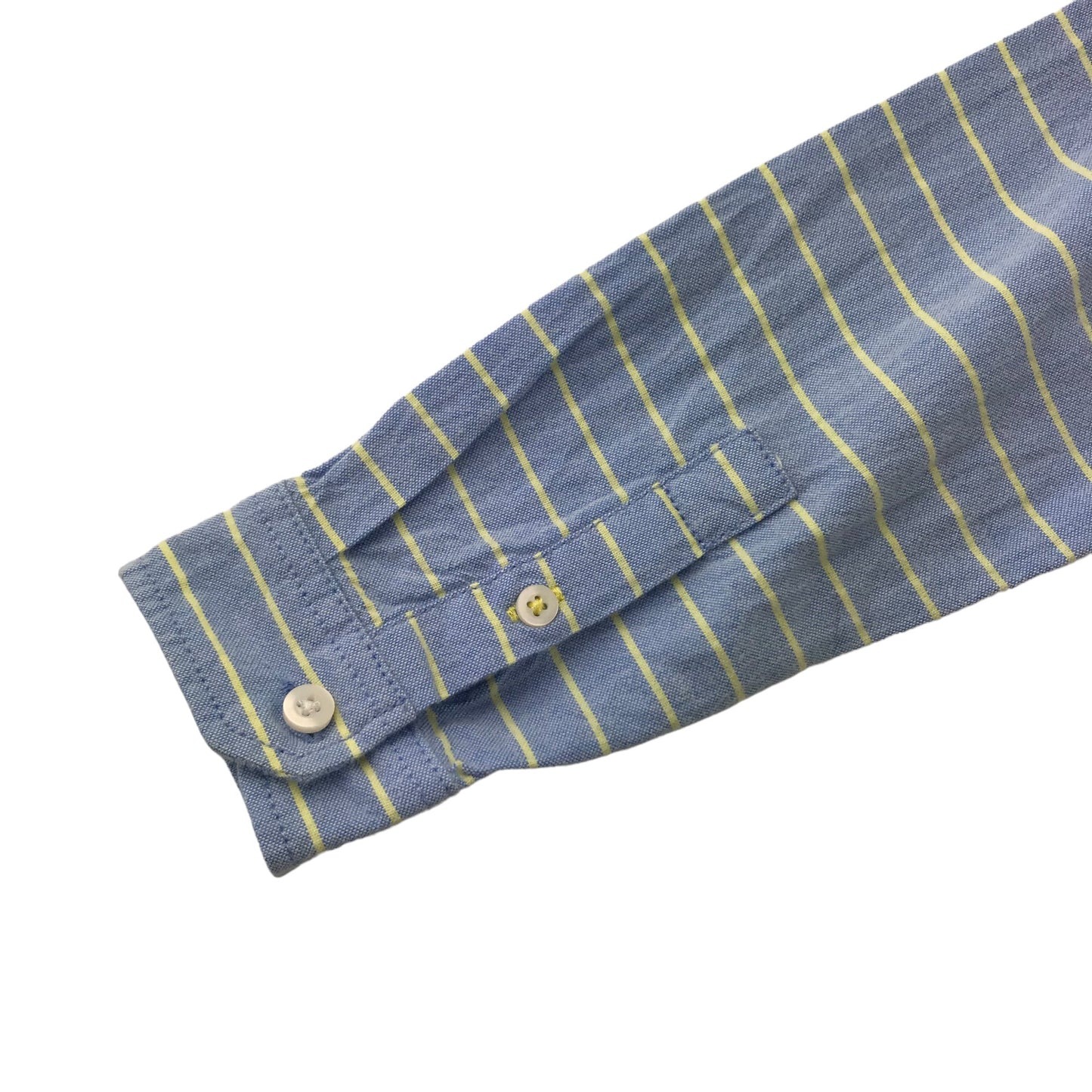 M&S shirt 7-8 years blue with yellow stripes full button up cotton