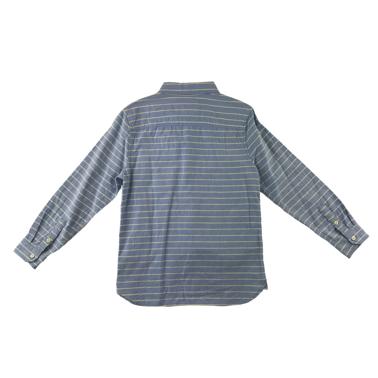 M&S shirt 7-8 years blue with yellow stripes full button up cotton