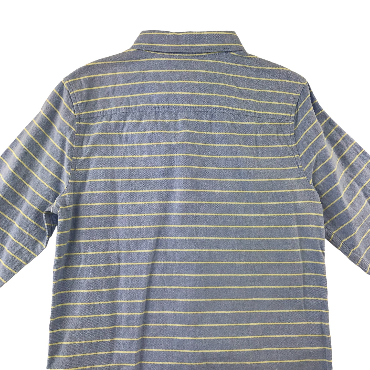 M&S shirt 7-8 years blue with yellow stripes full button up cotton