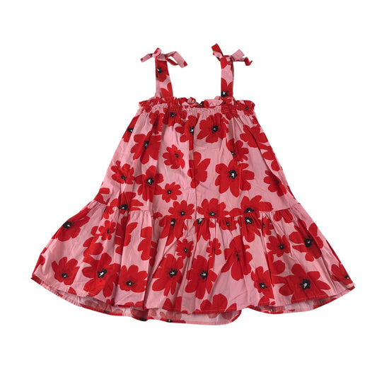 F&F dress 7-8 years red floral layered top with shoulder bowtie straps cotton