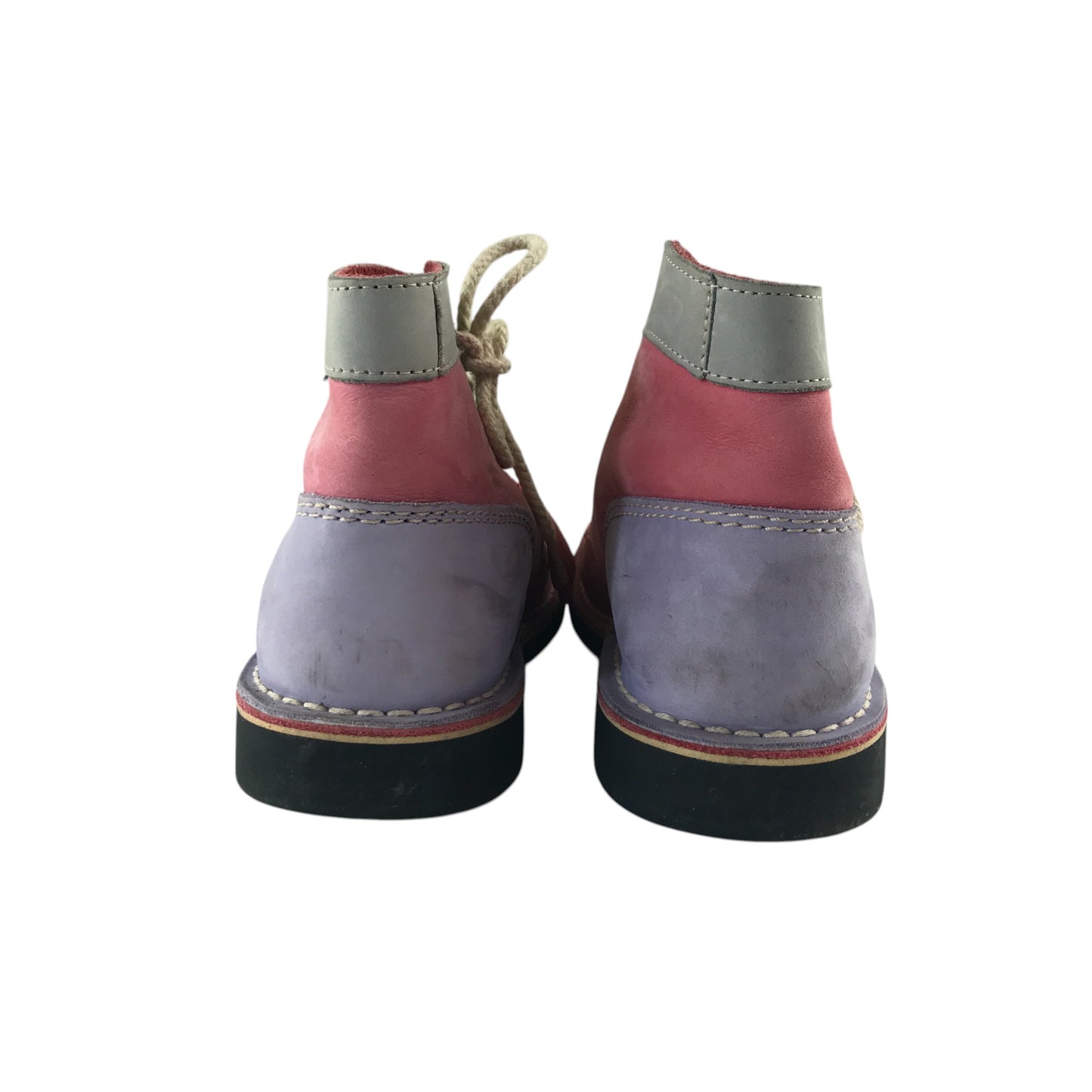 Kickers boots shoe size 6 pink violet and grey colourway leather upper with back rubber soles