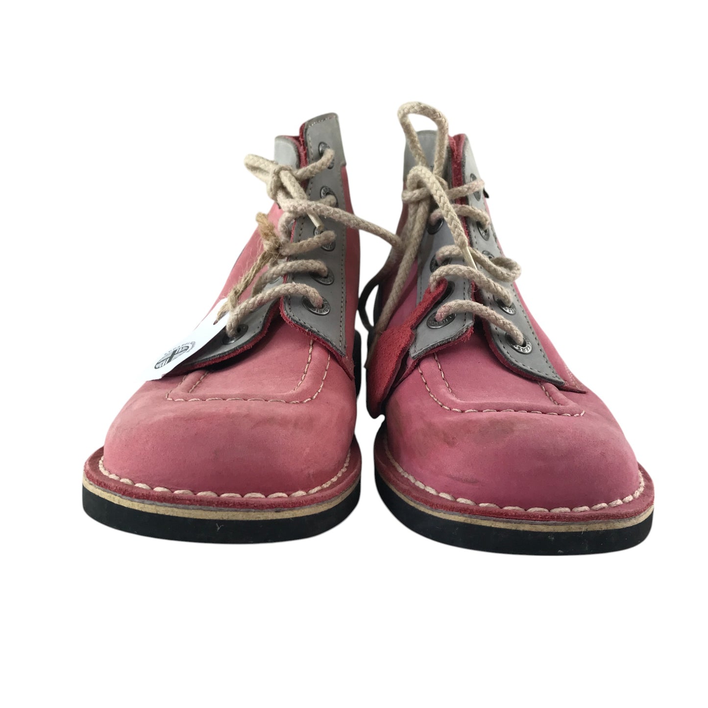 Kickers boots shoe size 6 pink violet and grey colourway leather upper with back rubber soles