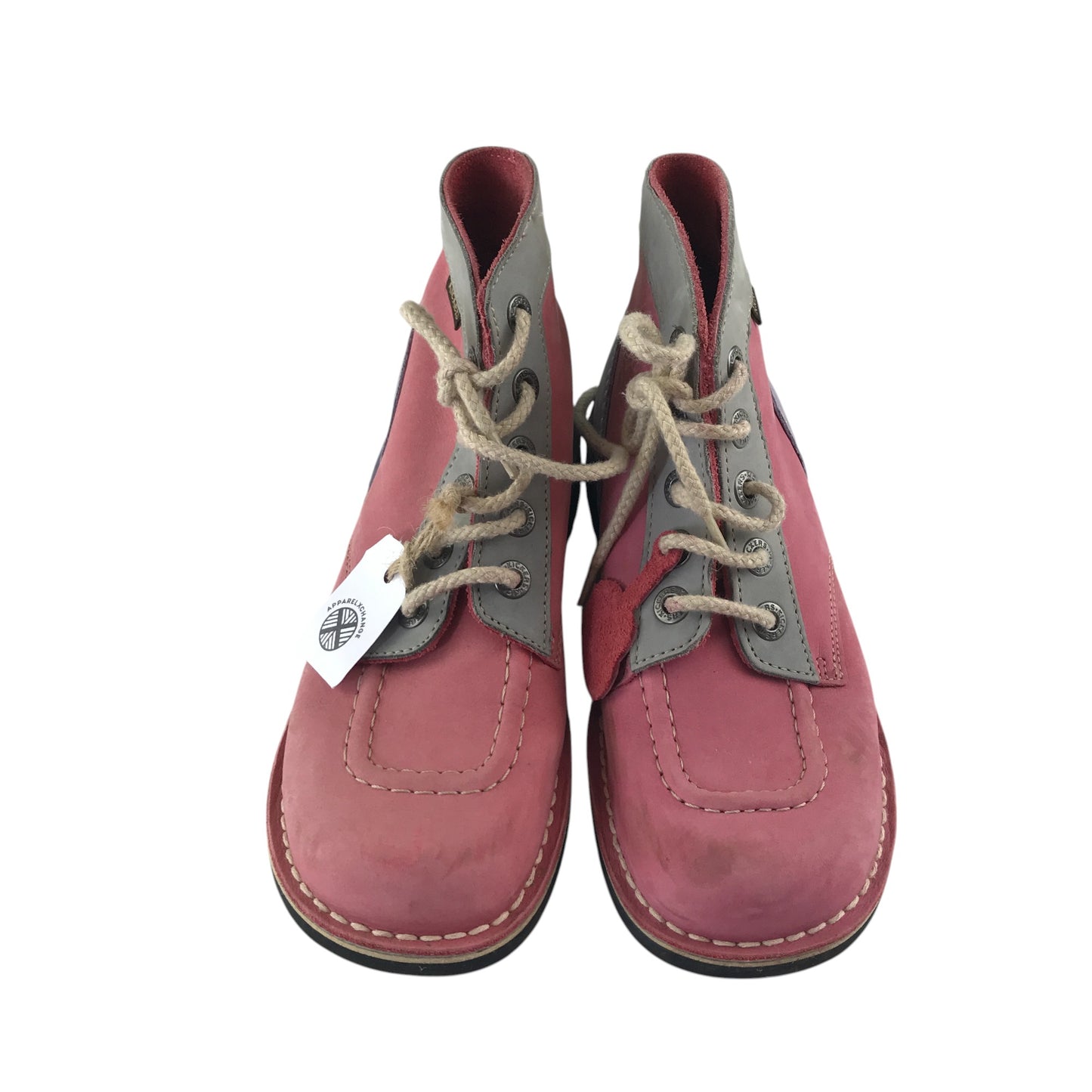 Kickers boots shoe size 6 pink violet and grey colourway leather upper with back rubber soles