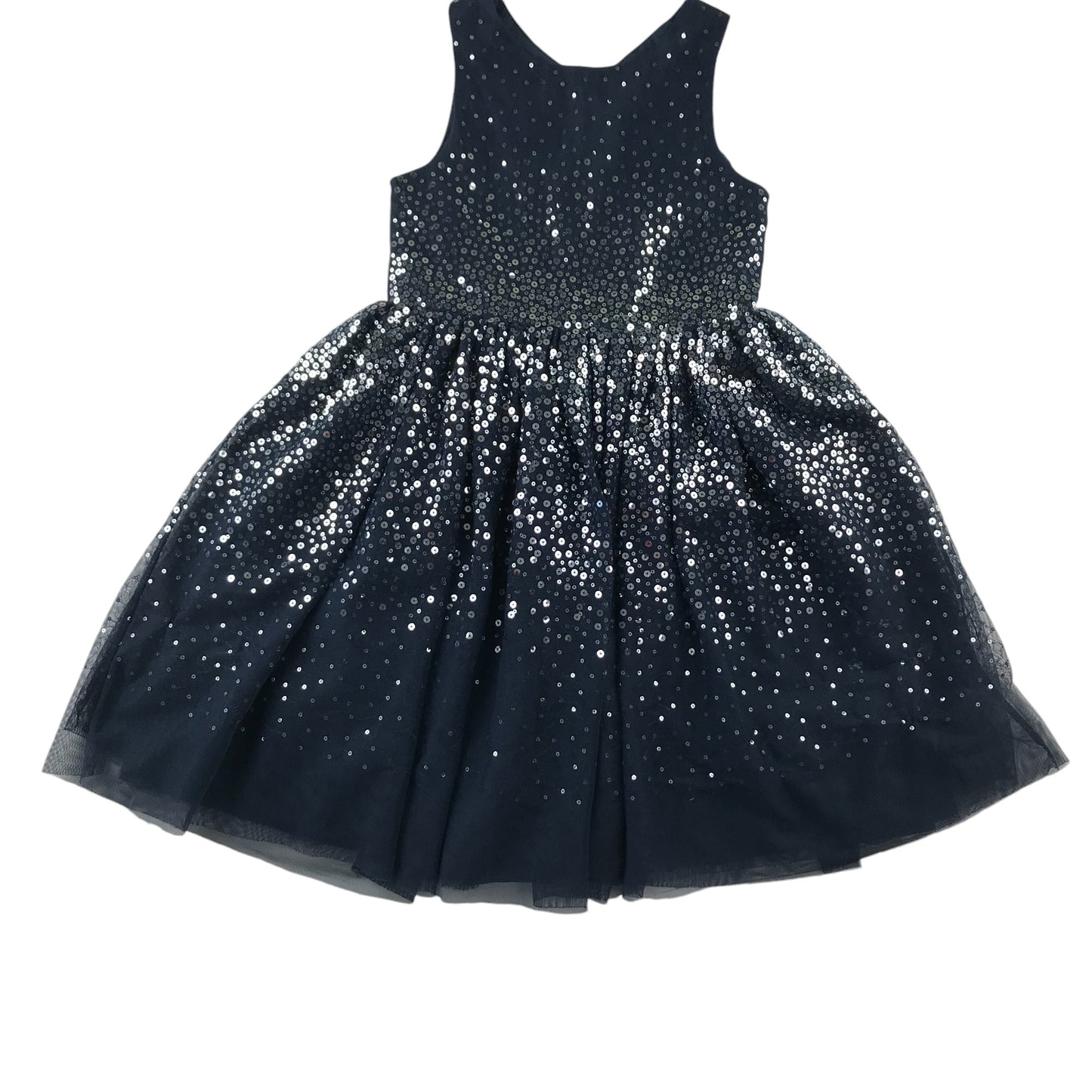 H&M dress 5-6 years navy blue mesh layered with sequins