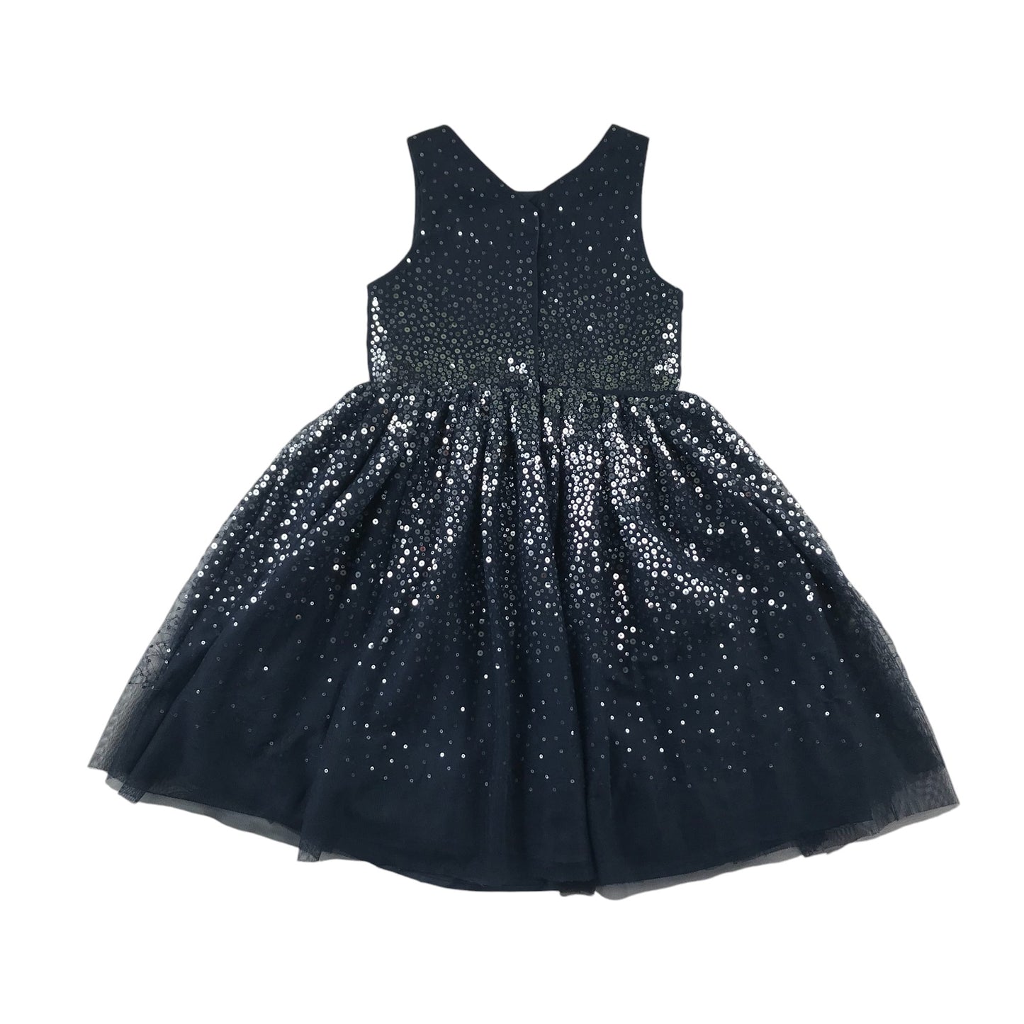 H&M dress 5-6 years navy blue mesh layered with sequins