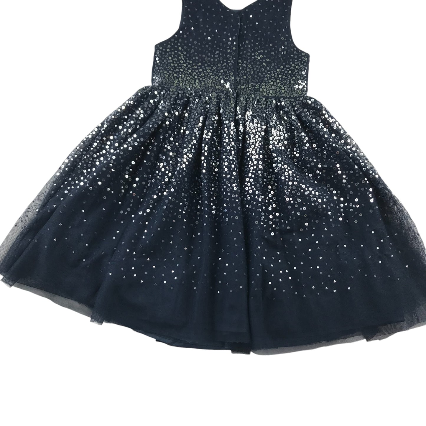 H&M dress 5-6 years navy blue mesh layered with sequins
